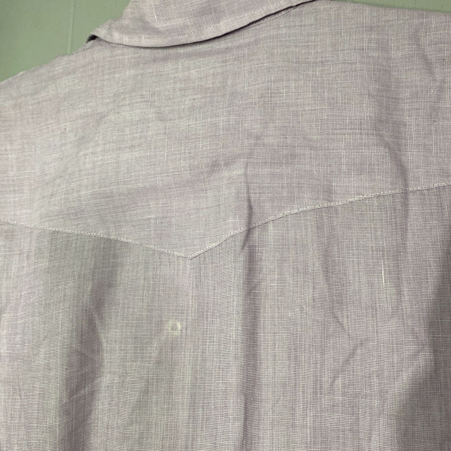 Armani VINTAGE Karman Western Pearl Snap Shirt Mens L Rockabilly Purple 1970s Cotton Blend Short Sleeve Made in United States Size US L / EU 52-54 / 3 - 8 Thumbnail