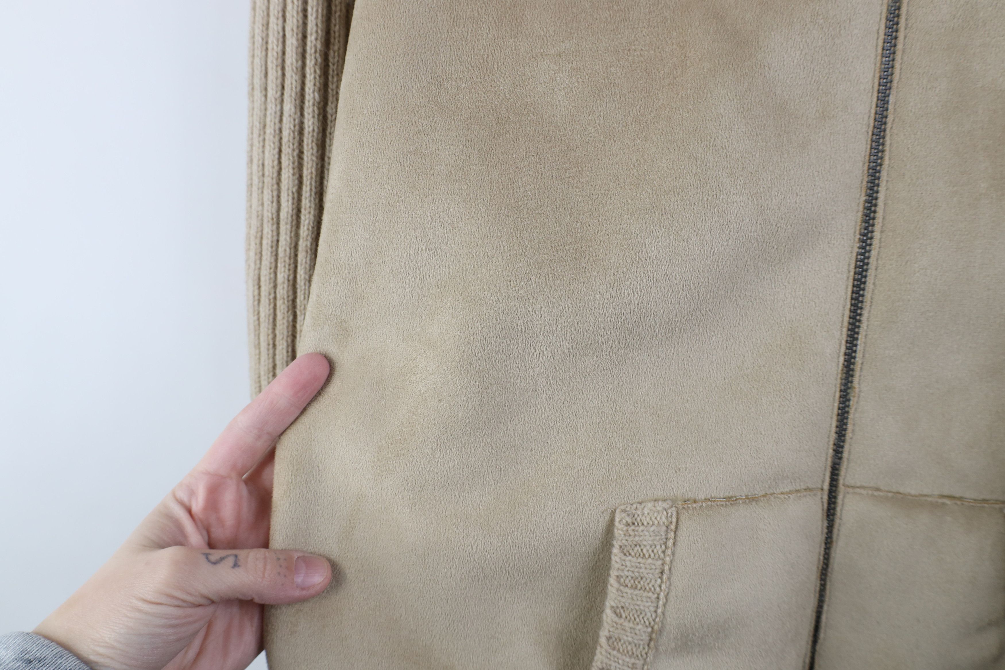 Ralph Lauren Vintage 90s Ralph Lauren Microfiber Sweater Jacket Beige Size XL / US 12-14 / IT 48-50 - 4 Thumbnail