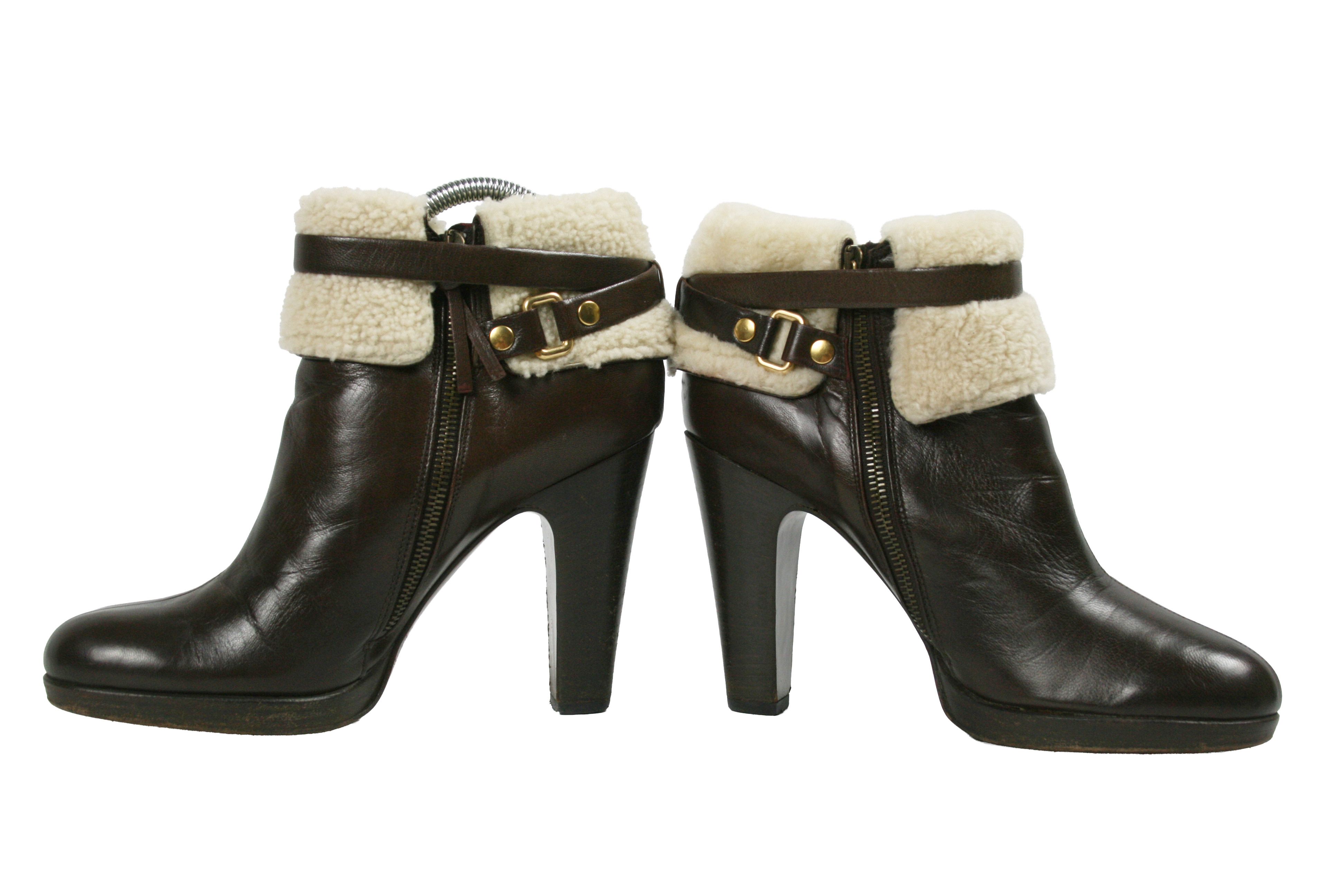 Miu Miu By Prada Ankle Heeled Sheerling Leather Boots Size US 6 / EU 39 - 11 Thumbnail
