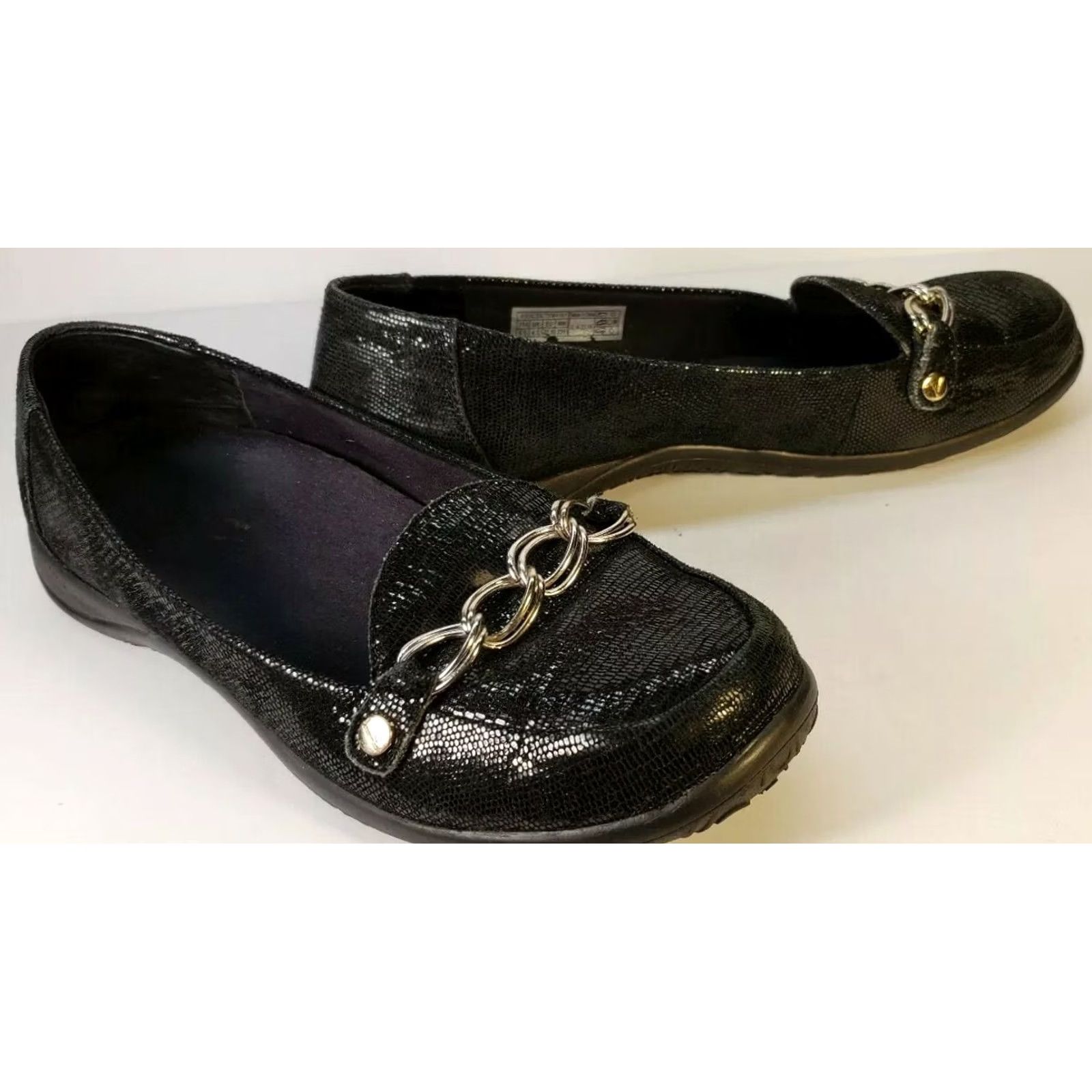Vionic Vionic Alda Loafer Women's Black Leather Chain Ornament Size 6.5M Size US 7 / IT 37 - 4 Thumbnail