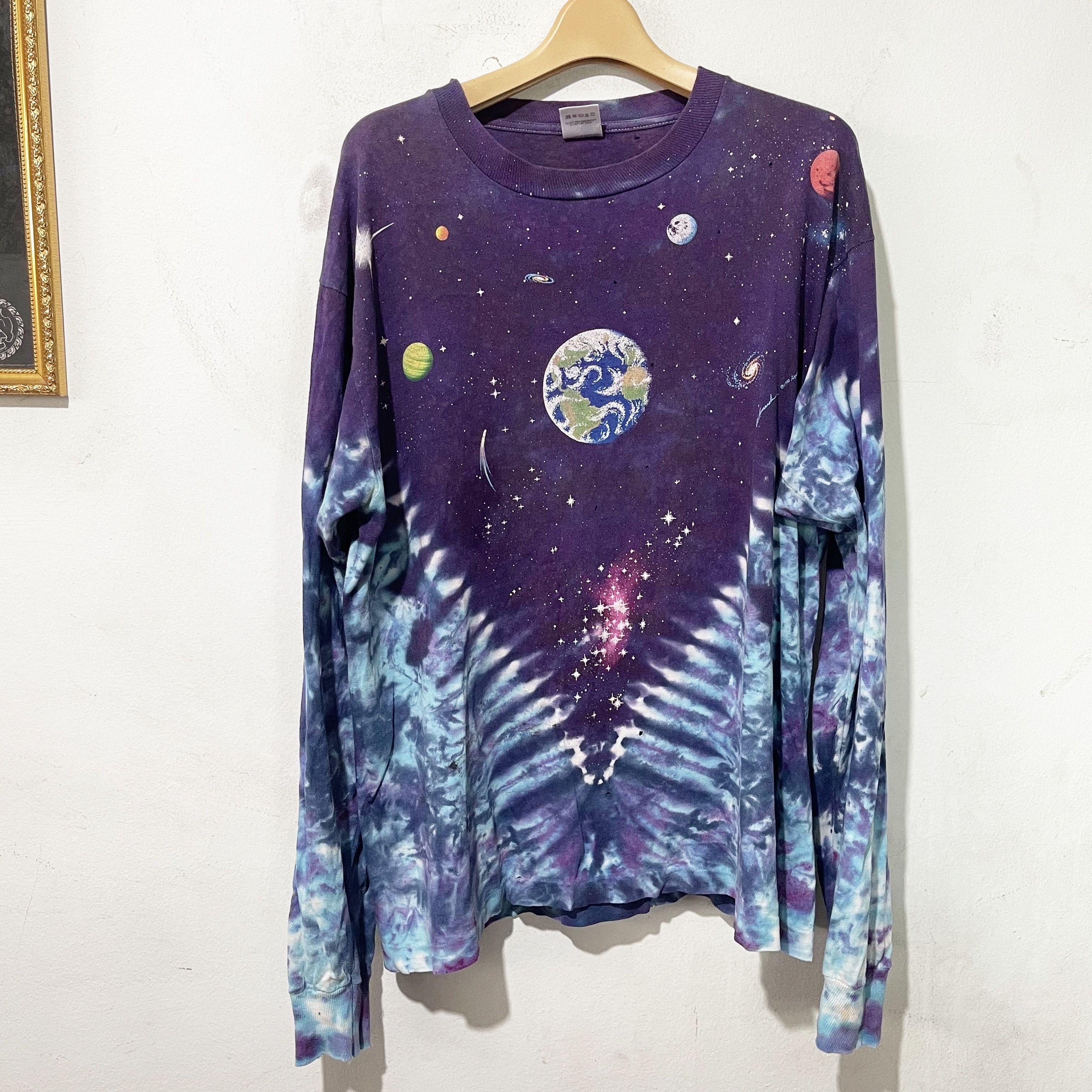 Vintage Vintage 90s Galaxy Space Long Sleeve Shirt Size US L / EU 52-54 / 3 - 1 Thumbnail