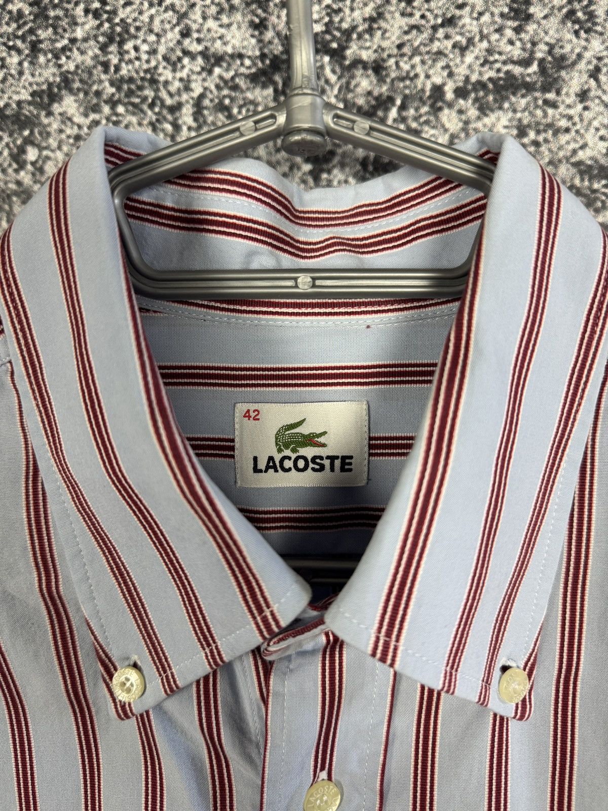 Lacoste Lacoste Vintage Long Sleeve Striped Shirt Button Up Size 42 Size US XL / EU 56 / 4 - 7 Thumbnail