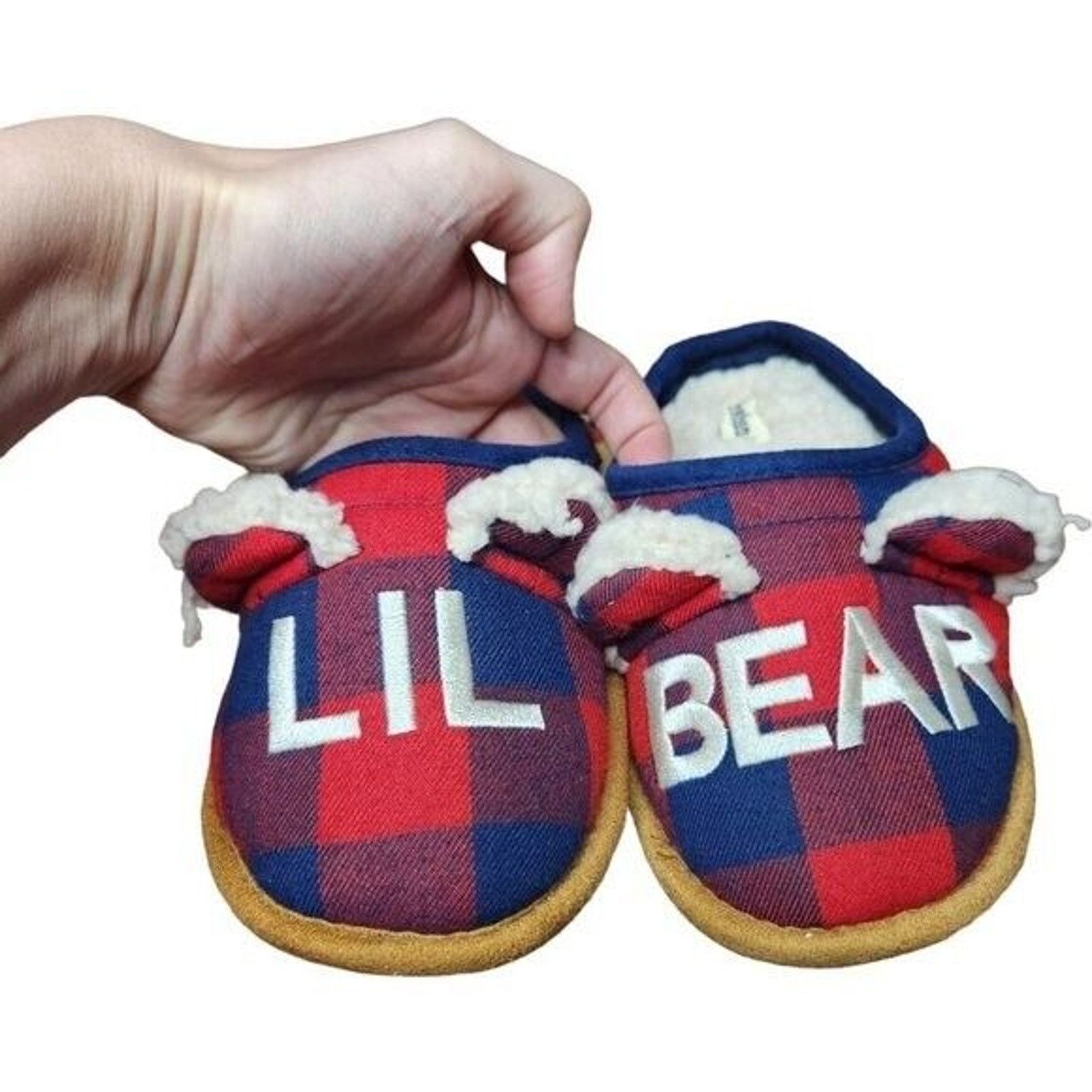 Other Dearfoam Childrens 'Lil Bear' Slippers 11/12 Red Blue Plaid Size US 11 / IT 41 - 2 Thumbnail
