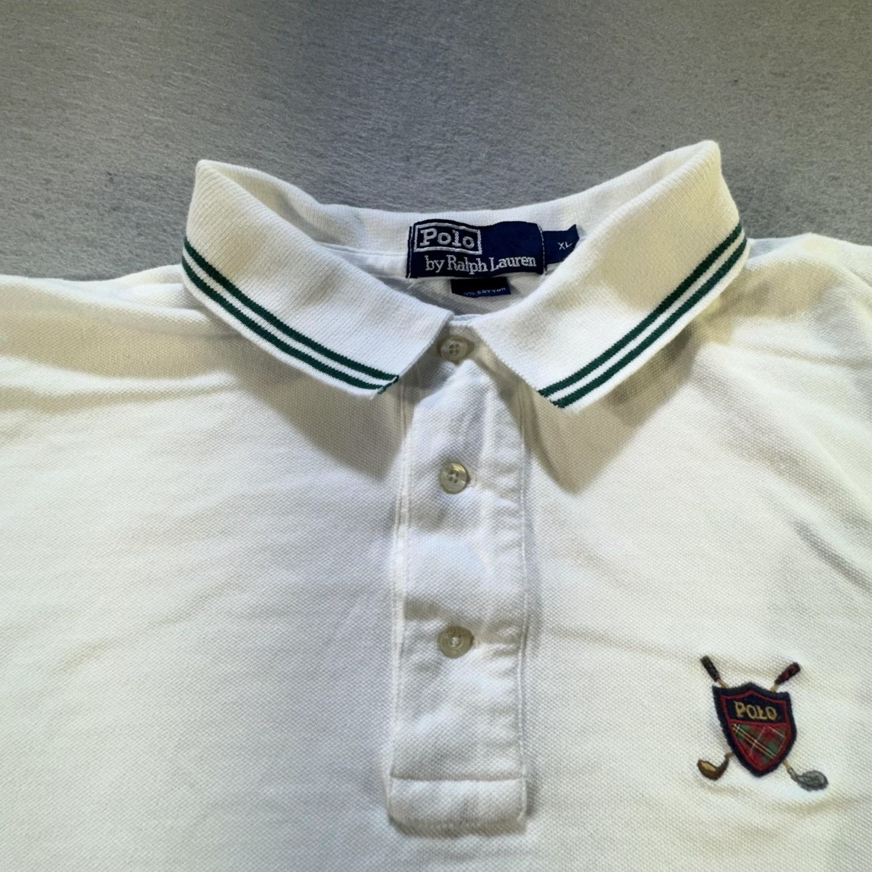 Polo Ralph Lauren VINTAGE Polo Ralph Lauren Polo Shirt Mens XL White Golf Crest Embroidered Classic 90s Size US XL / EU 56 / 4 - 5 Thumbnail