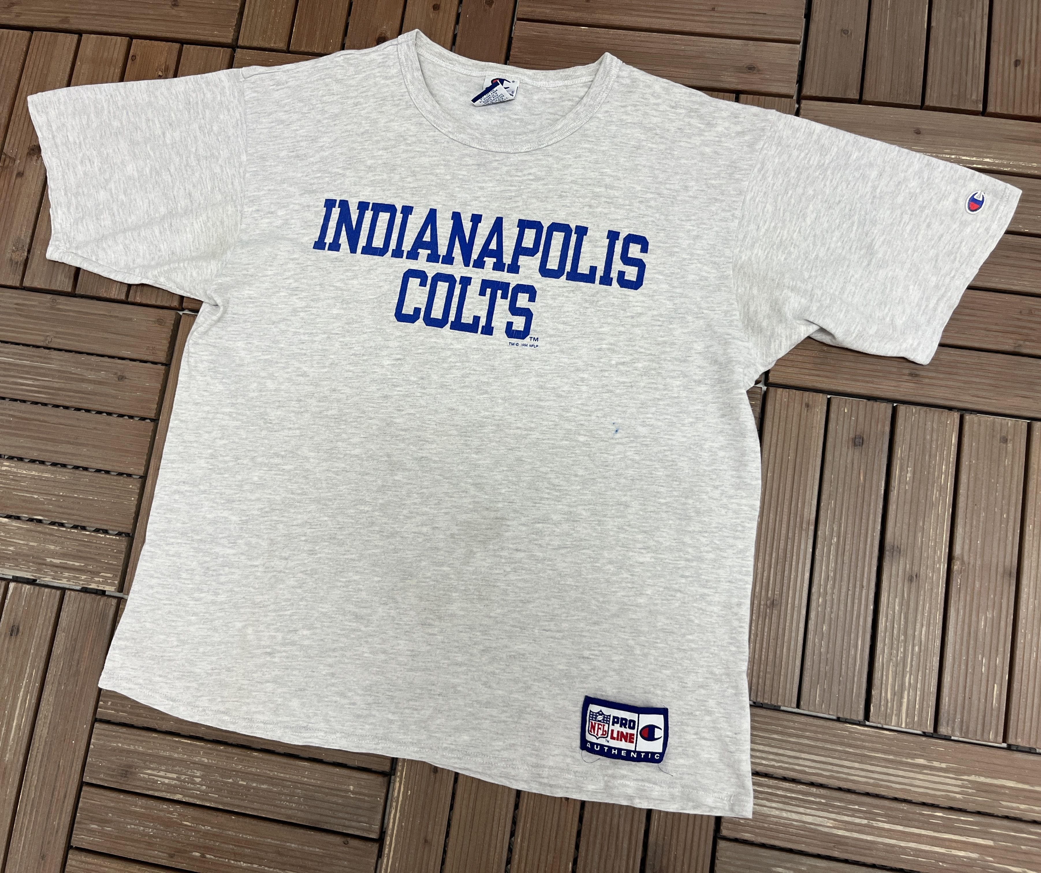 Champion × Vintage Indianapolis Colts Spell Out Vintage T-Shirt Tee Size US XL / EU 56 / 4 - 4 Thumbnail
