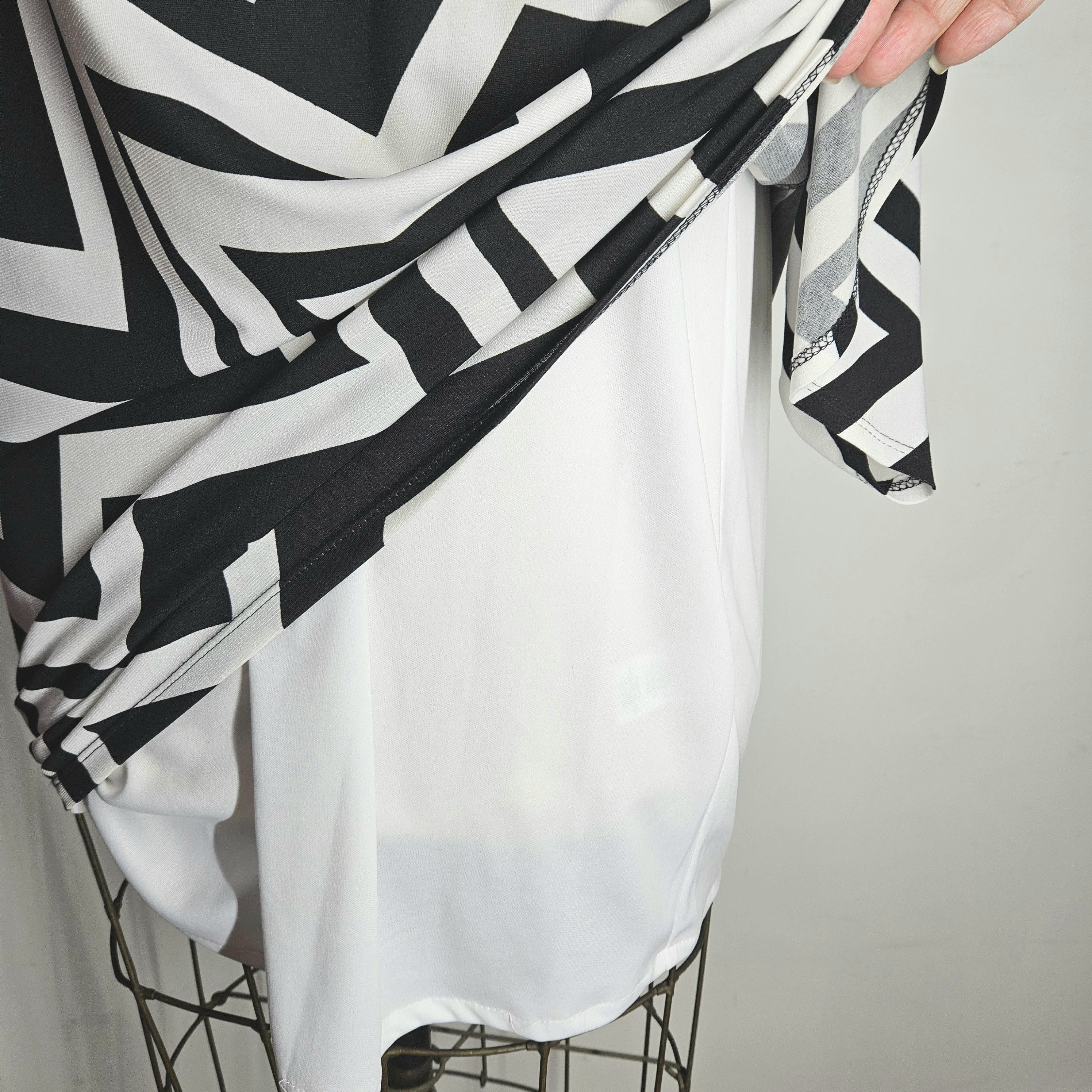 Other Sandra Darren Size 12 Dress Dressy Black White Modern Zig Size L / US 10 / IT 46 - 8 Thumbnail