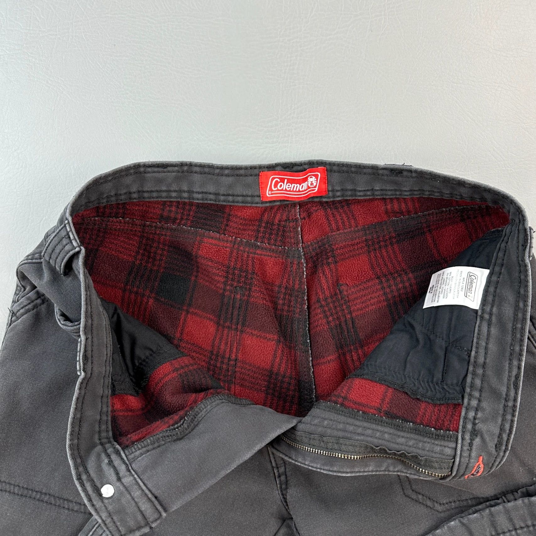 Vintage Coleman Pants Mens 32x30 32x29 Gray Plaid Fleece Lined Utility Carpenter Stretch Pants Size US 32 / EU 48 - 7 Thumbnail