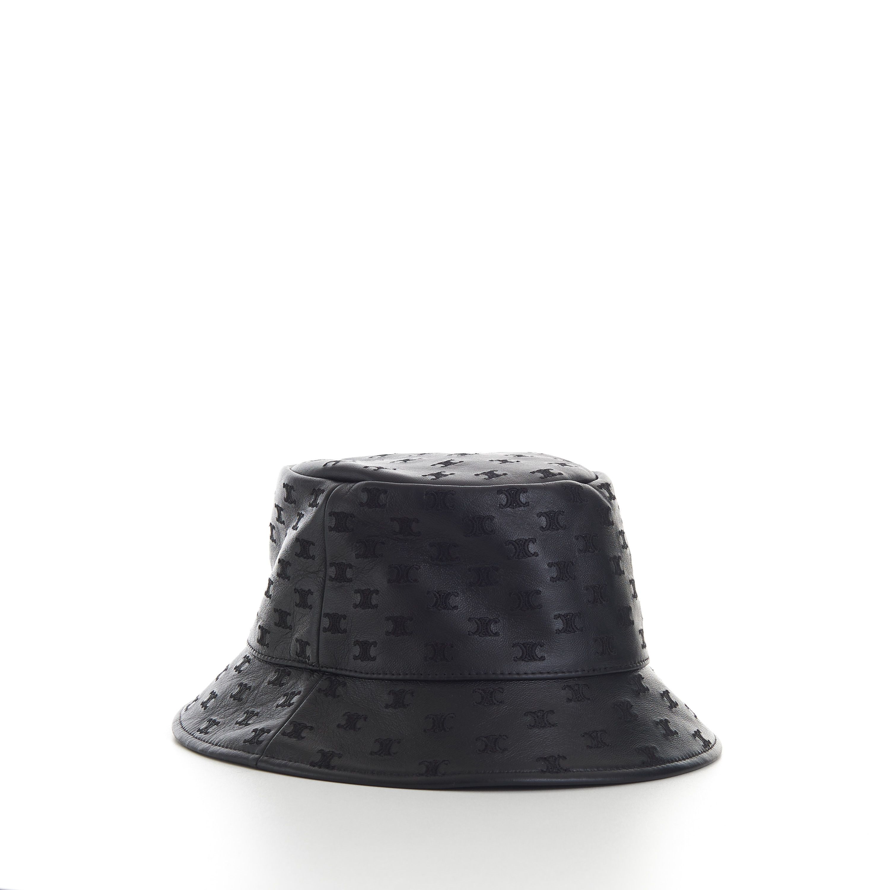 Celine Black Leather Bucket Hat - Mini Triomphe Embroidery Size ONE SIZE - 4 Thumbnail