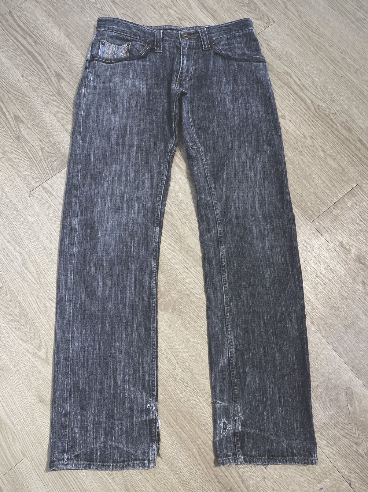 Japanese Brand Acid Wash Buckle Back Style Jeans Denim