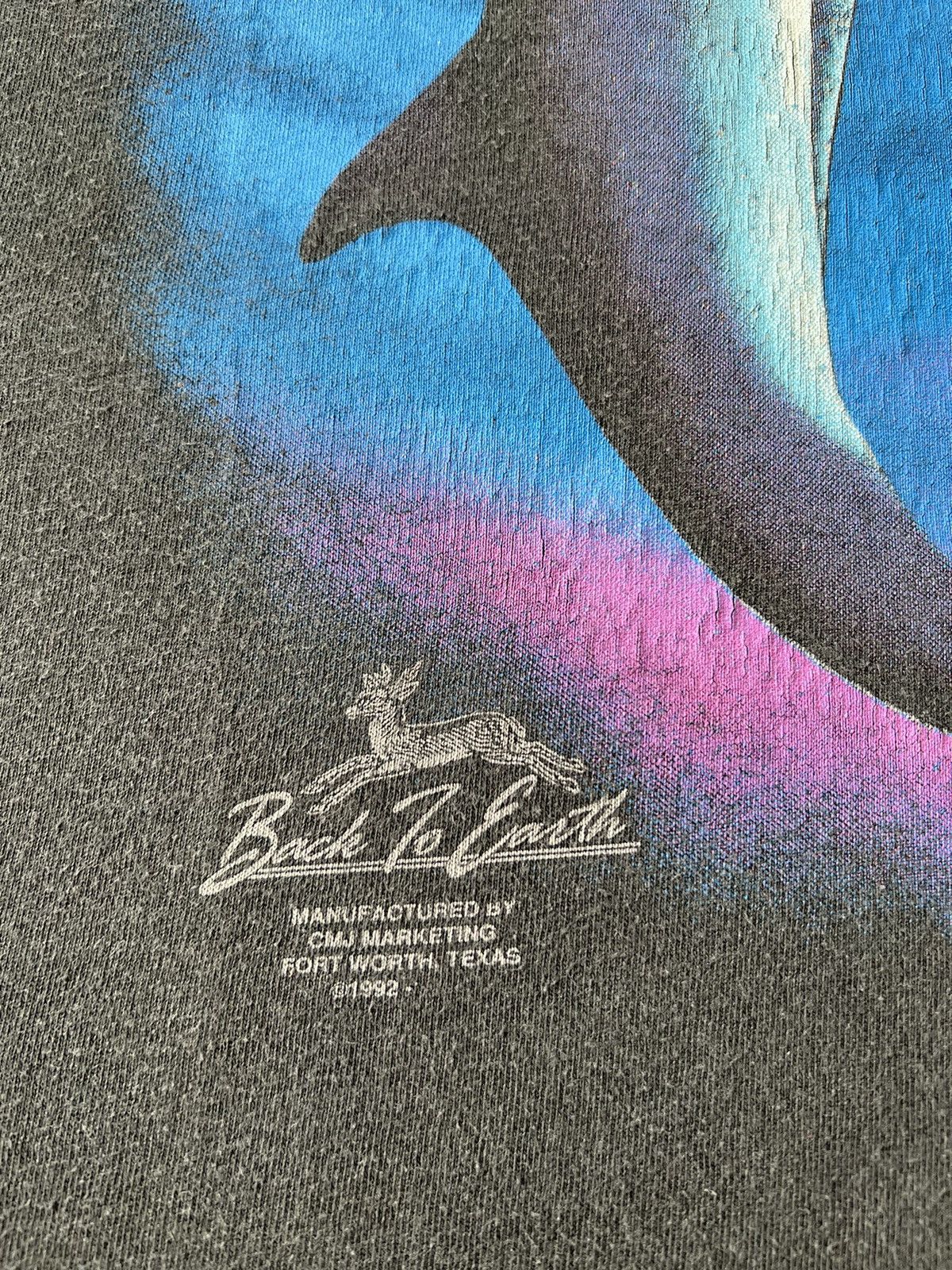 Vintage Vintage 1992 3D Emblem Dolphins Back to Earth Black T-shirt Size US M / EU 48-50 / 2 - 8 Thumbnail