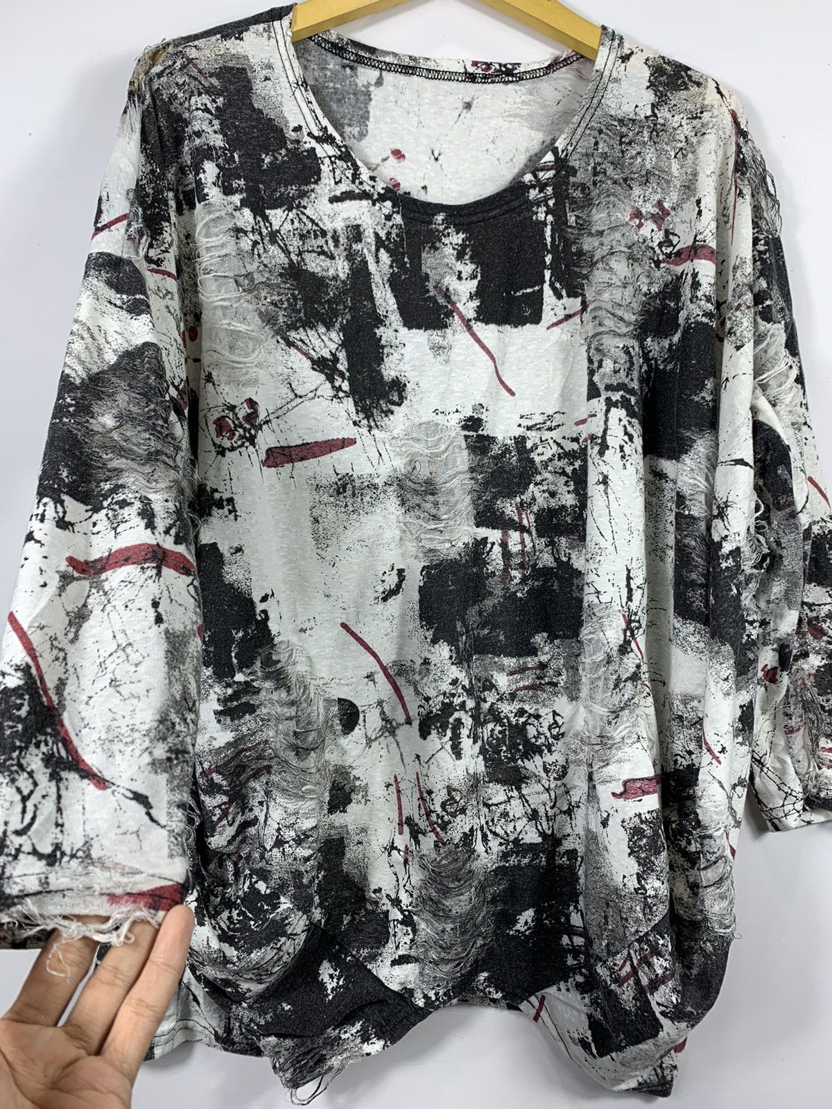 14th Addiction CRAZY DISTRESSED ABSTRACT GOTHIC PUNK LONG SLEEVE Size US L / EU 52-54 / 3 - 6 Thumbnail
