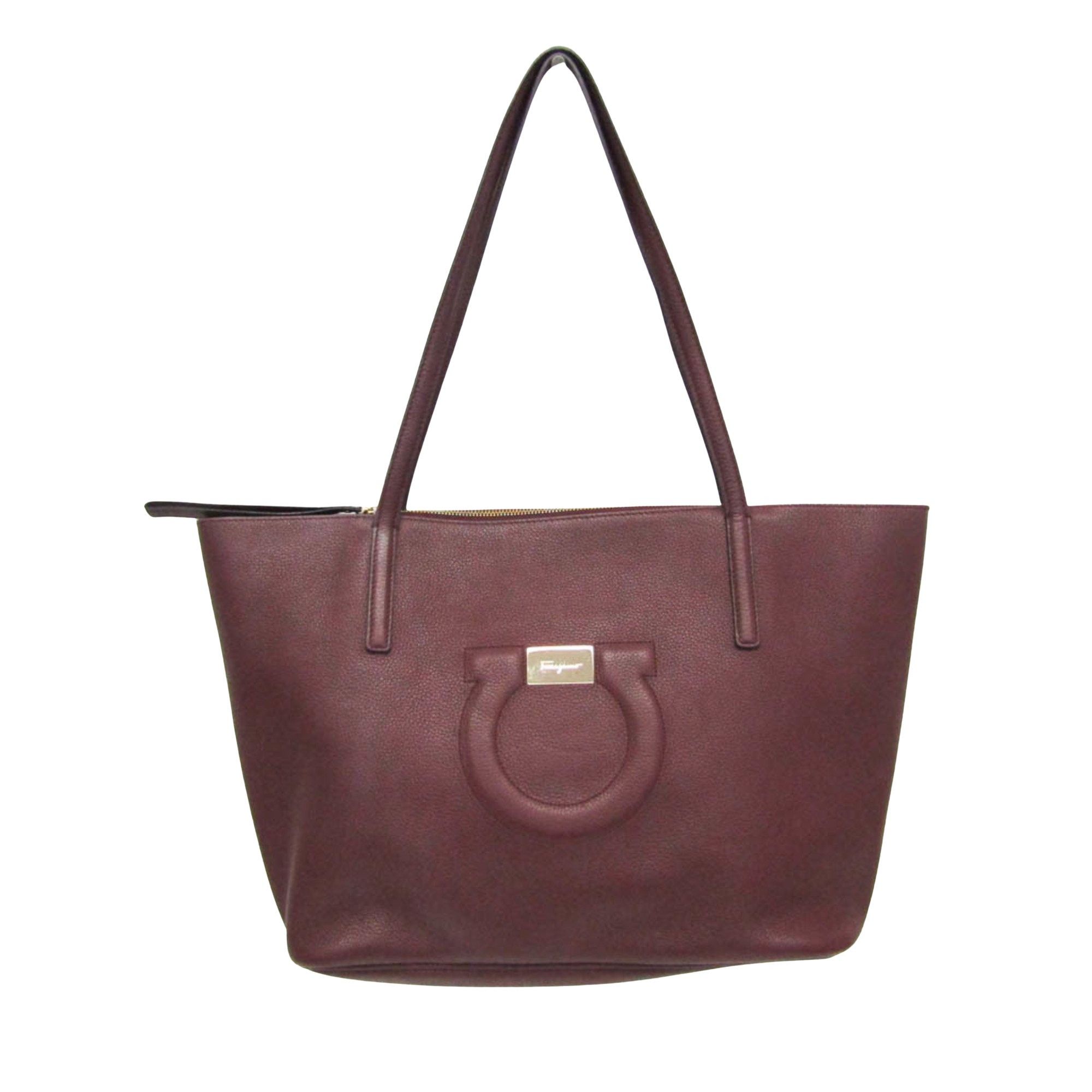 Salvatore Ferragamo Burgundy Leather Tote Bag (Pre-Owned) Size ONE SIZE - 1 Thumbnail