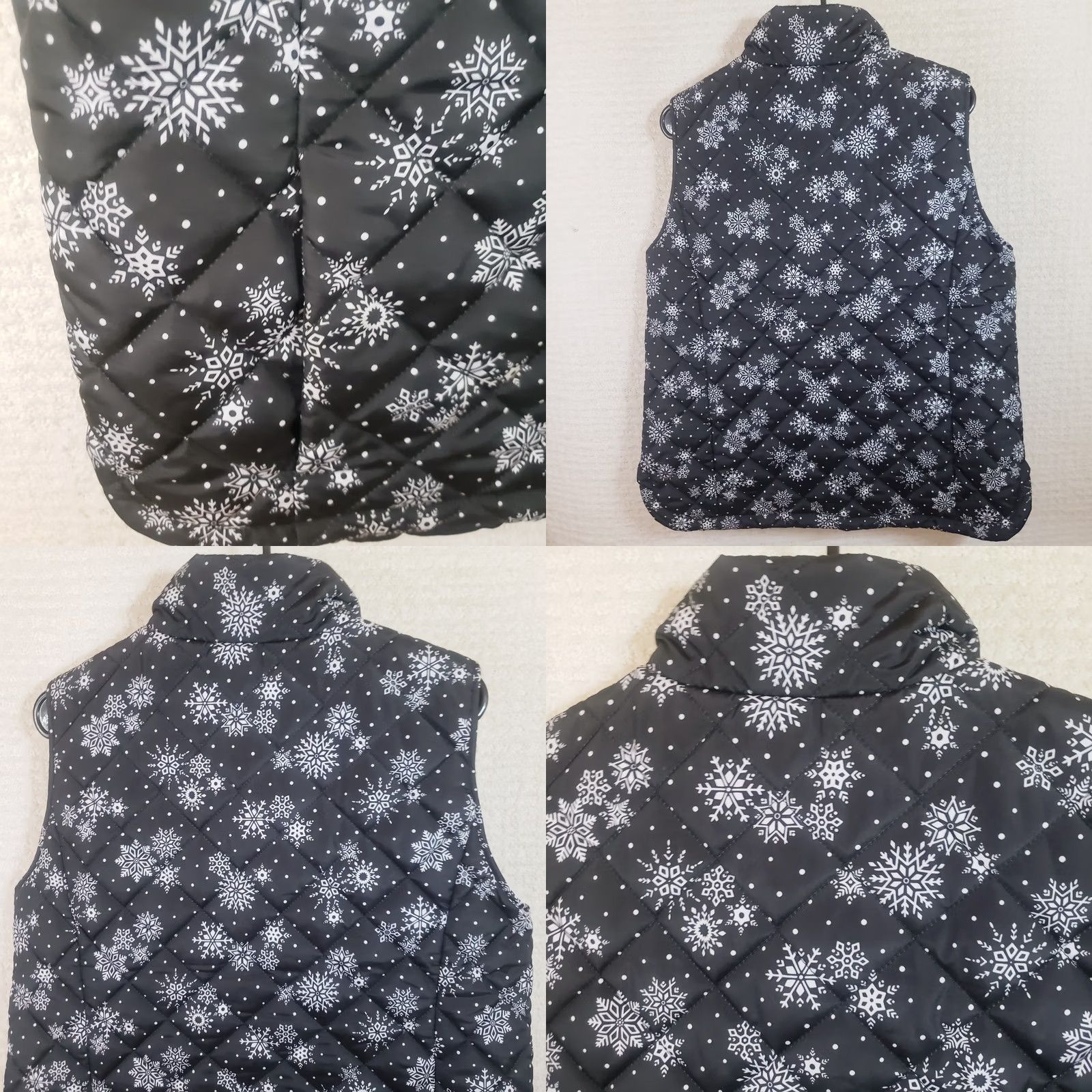 Lands' End VINTAGE Lands' End Outfitters Womens MP Black Snowflake Full Zip Quilted Vest Size M / US 6-8 / IT 42-44 - 8 Thumbnail