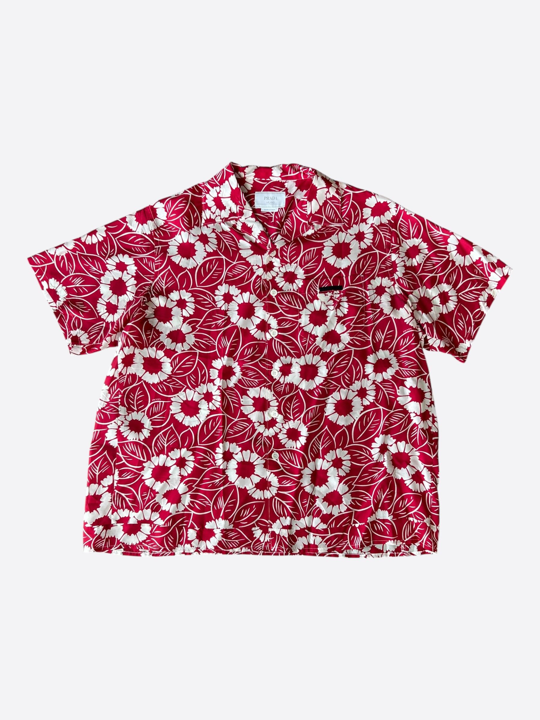 Prada Prada Red & White Floral Button Up Shirt Size US XXL / EU 58 / 5 - 1 Thumbnail