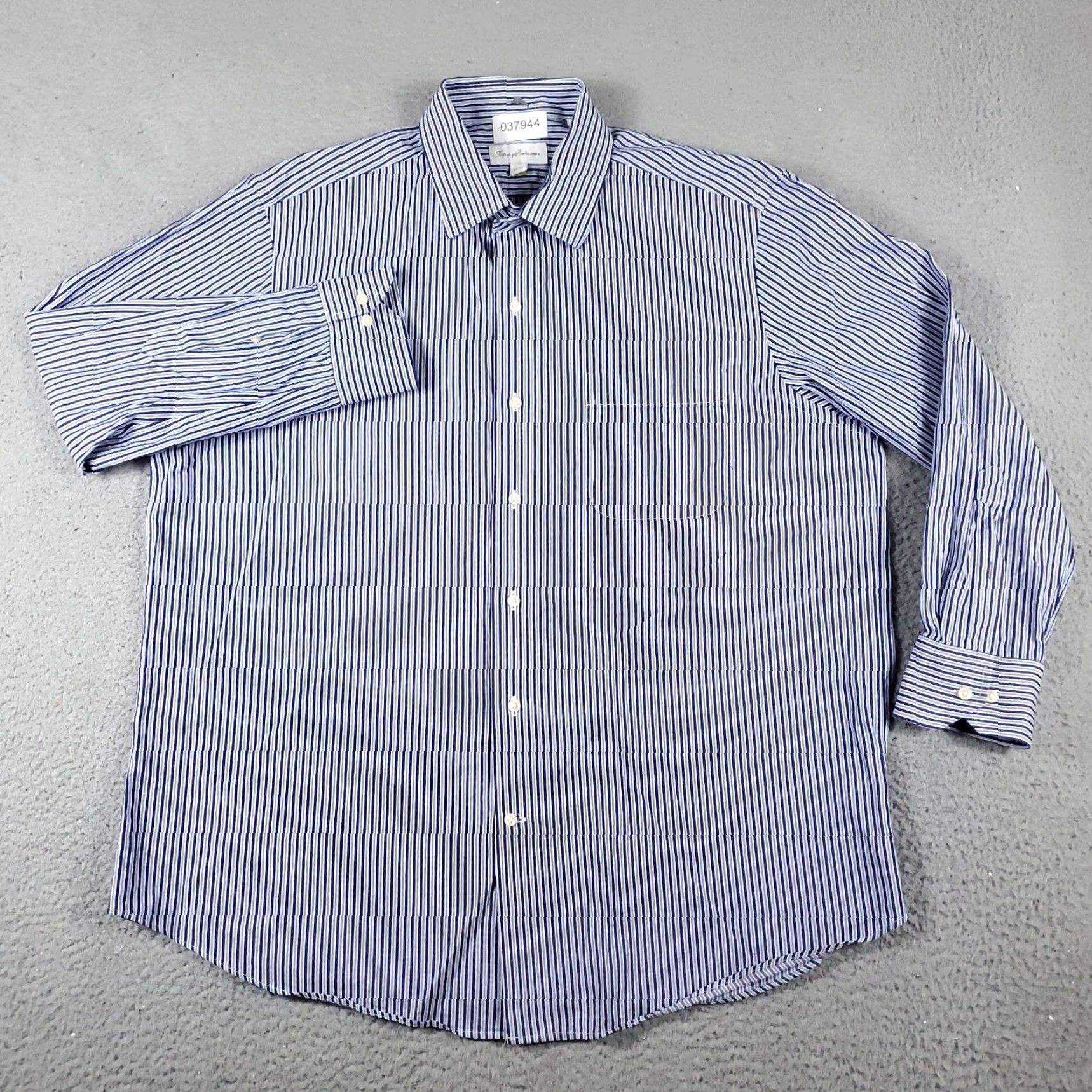 Tommy Bahama Tommy Bahama Dress Shirt Mens 17 Blue Striped Long Sleeve Button Up Classic Preppy Size 46R - 2 Thumbnail