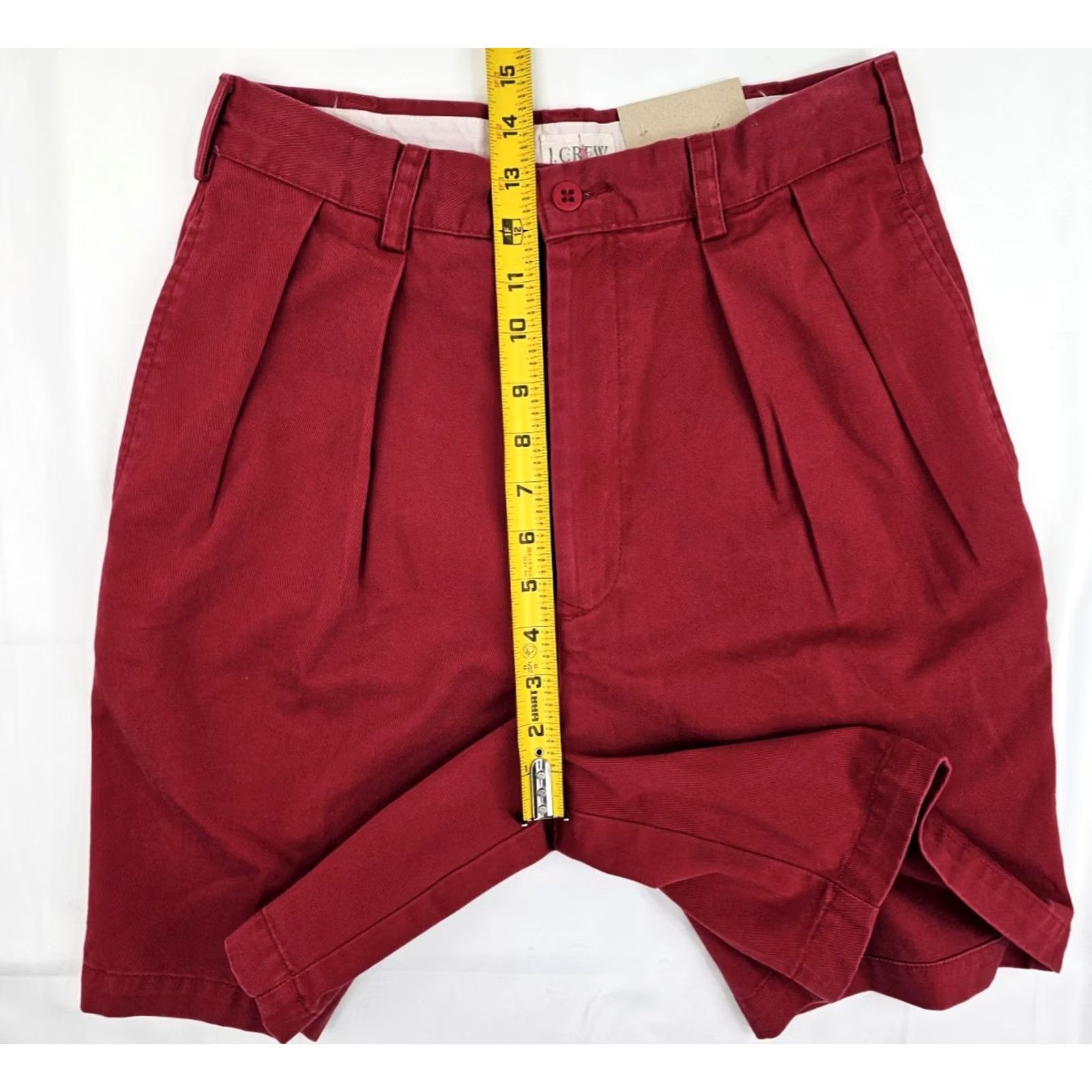 J.Crew VINTAGE J. Crew High Rise Chino Pleated Cotton Shorts Women 29 Cranberry Red 7" Inseam Mens? Size 29" - 4 Thumbnail