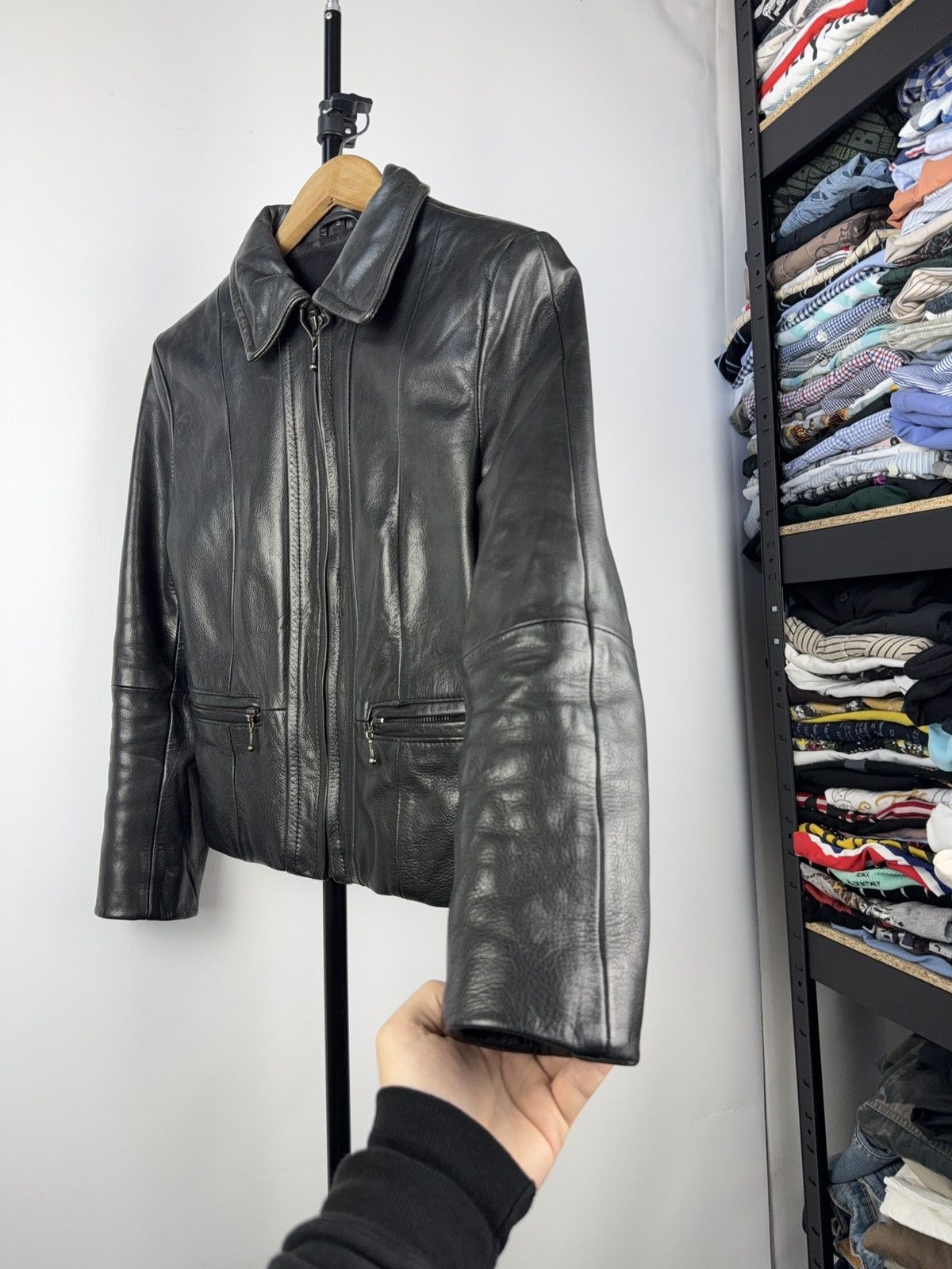 VINTAGE 90’s Rock Y2K LEATHER MOTO Racing BIKER JACKET