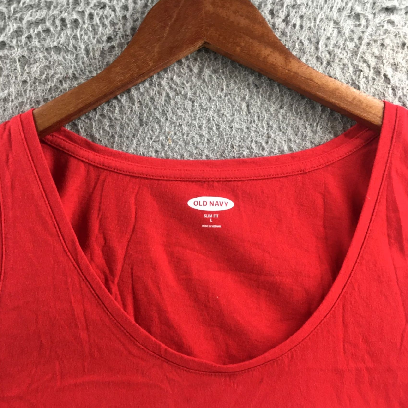 Old Navy Old Navy Tank Top Red Slim Fit Womens L Sleeveless American Flag Cotton Blend Tank Top Size L / US 10 / IT 46 - 3 Thumbnail
