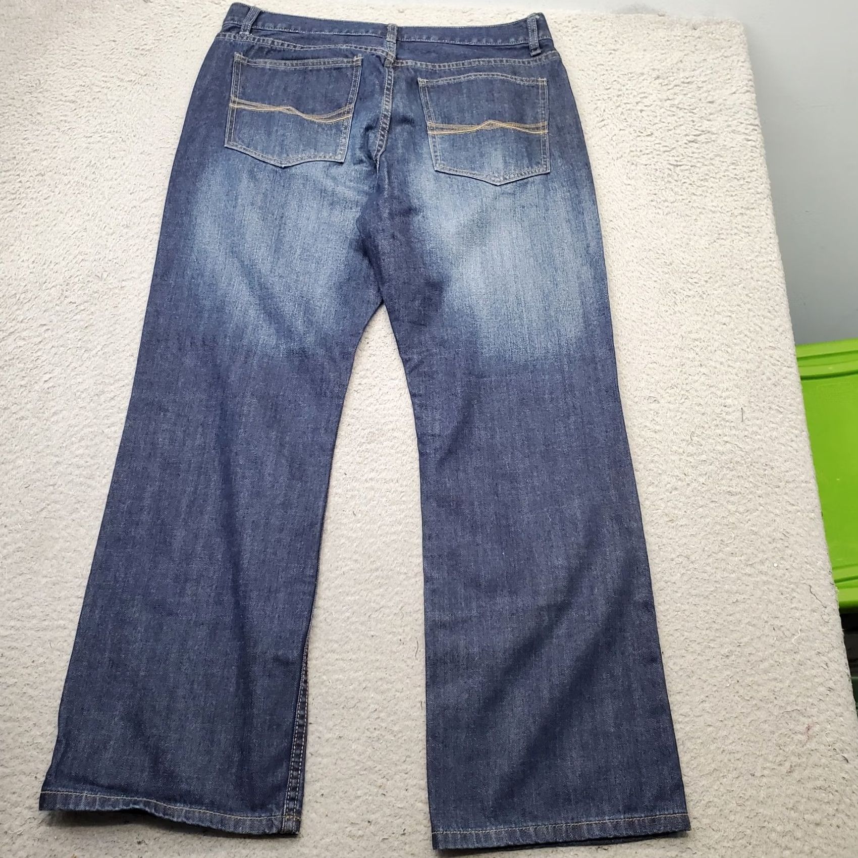 Alfani Alfani Jeans Mens Bootcut 36 Blue Denim Stretch Comfort Faded Boho Whiskered - Size Mens 36 Blue Denim Jeans Mens Size US 36 / EU 52 - 2 Thumbnail