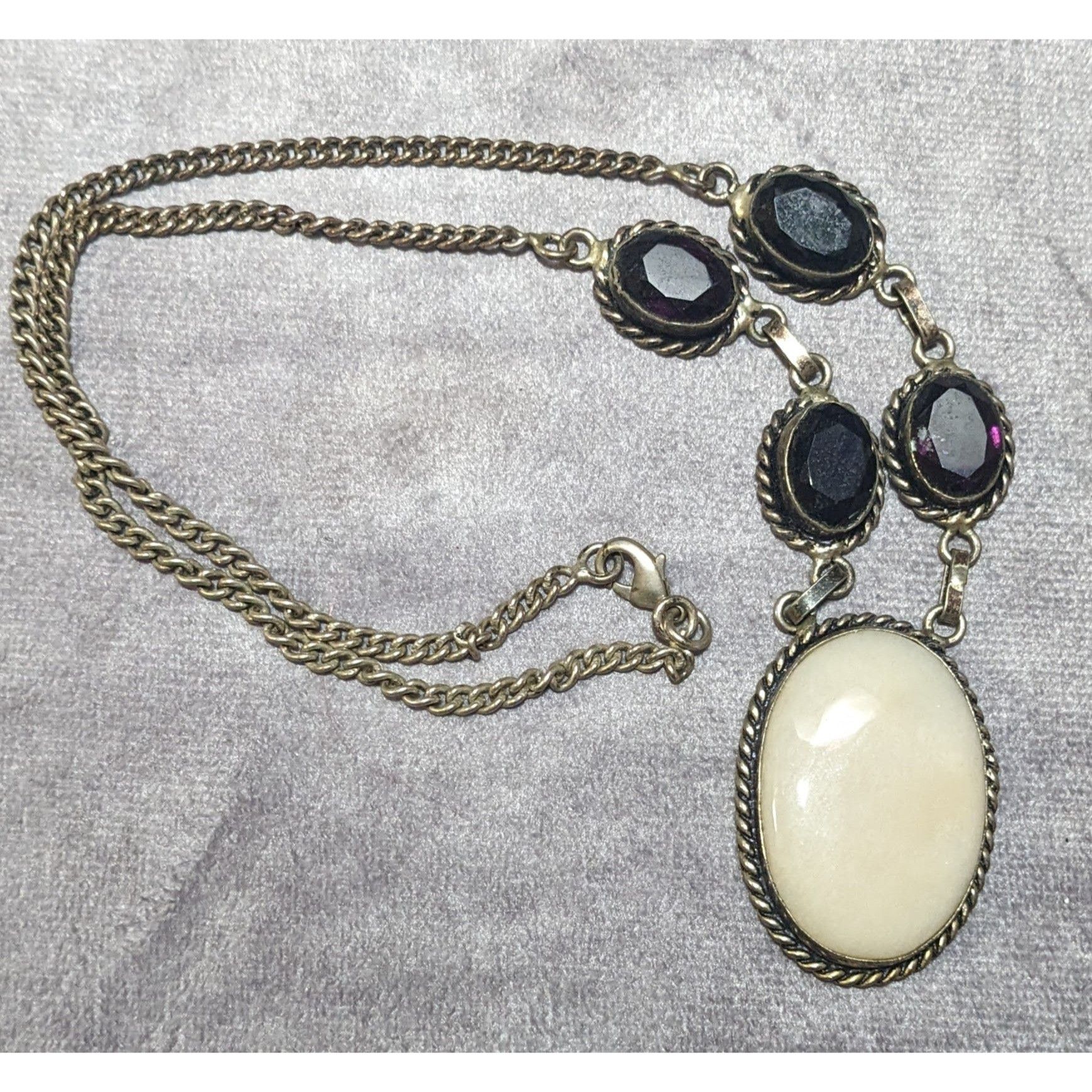 Other Vintage Sterling Silver Multi Gemstone Romantic Necklace Size ONE SIZE - 13 Thumbnail