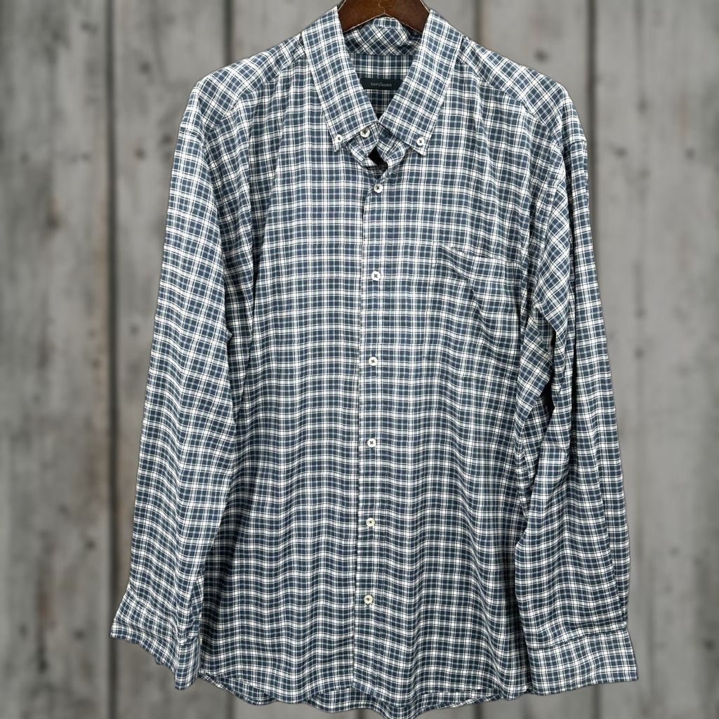 Vintage Turtleson Shirt Mens XL Button-Up Plaid Cotton Casual Collar-Front Blue Modern 90s? Size US XL / EU 56 / 4 - 1 Thumbnail