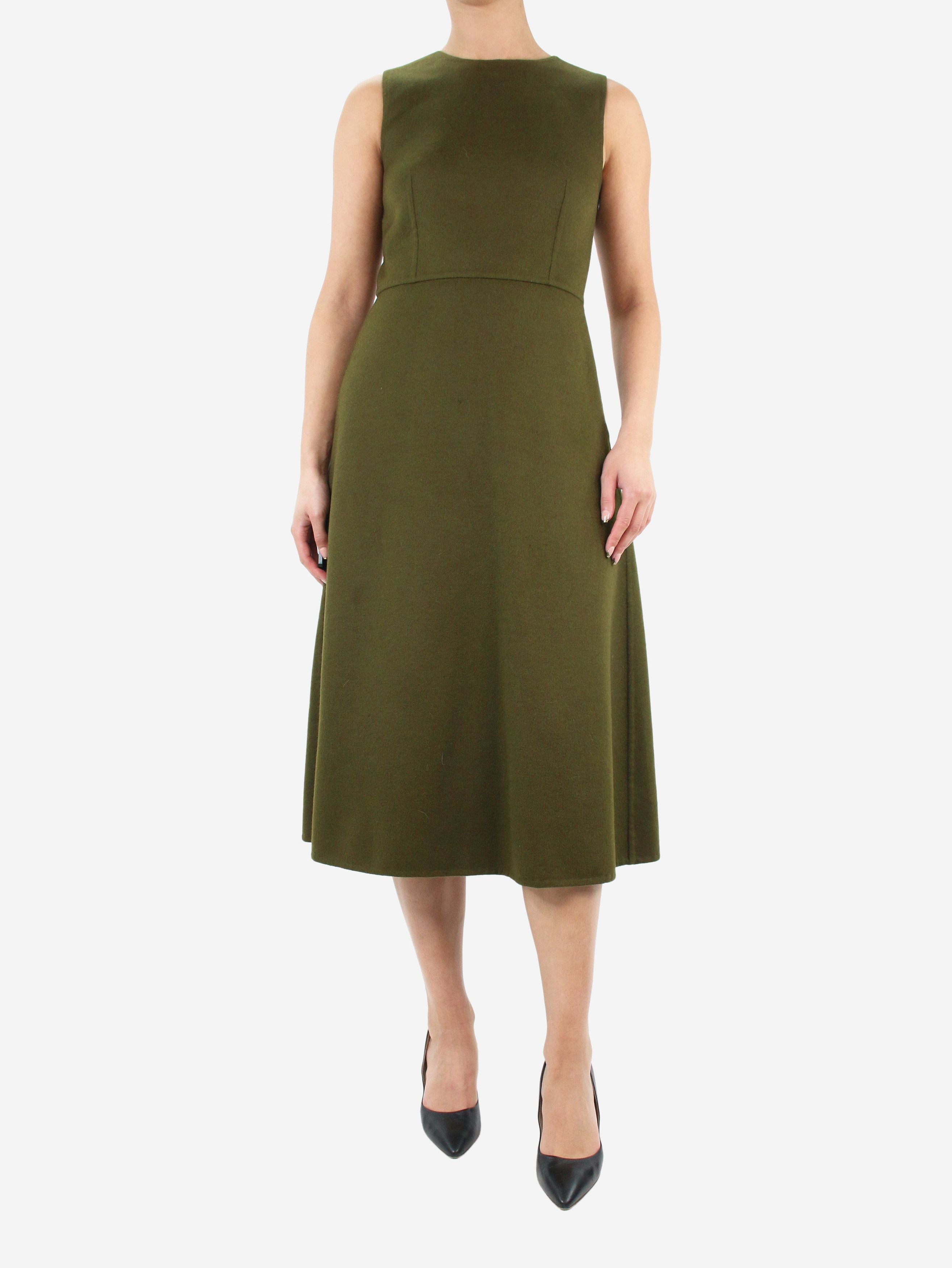 image of Marni Green Sleeveless Wool-Blend Dress - Size Uk 8, Women's