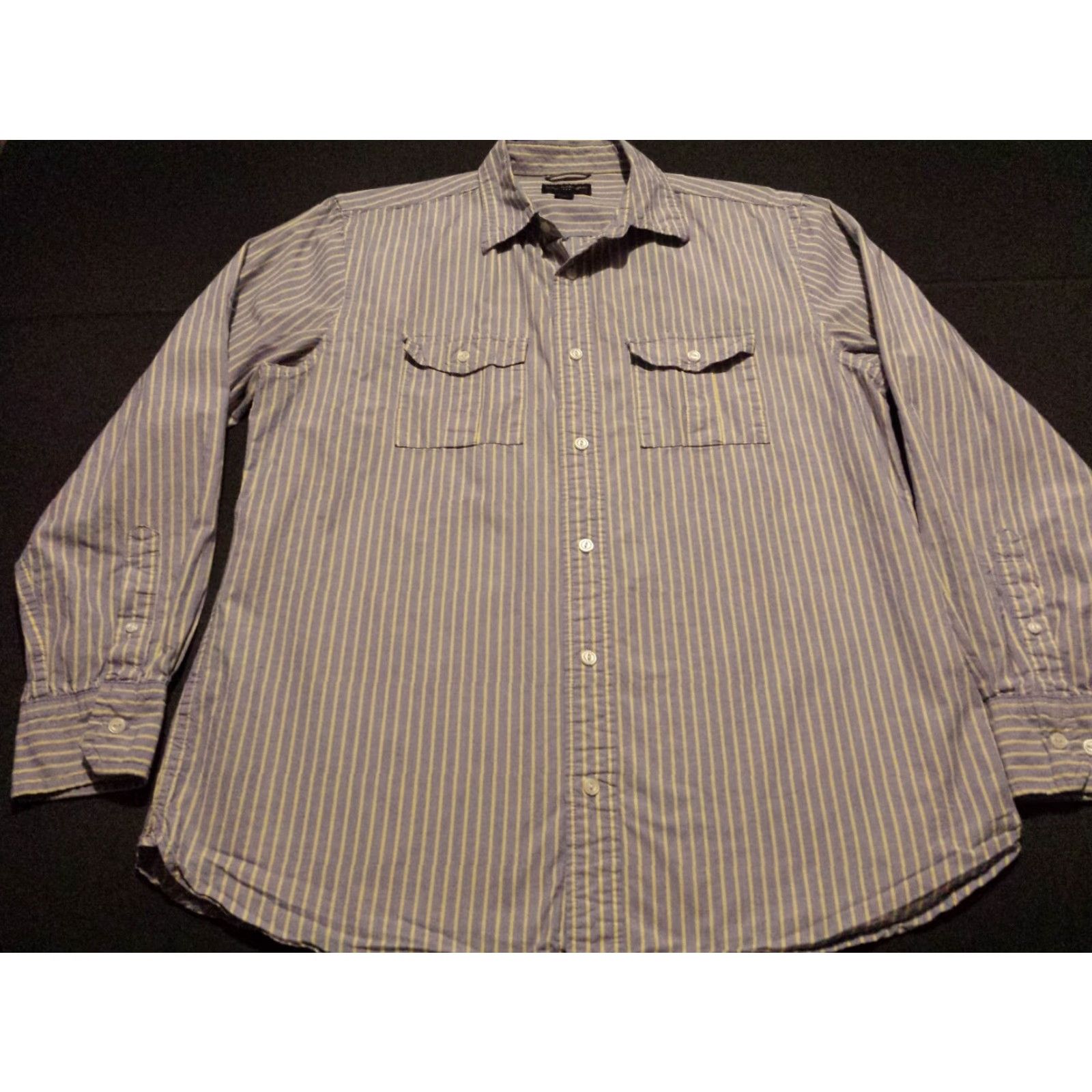 Banana Republic Banana Republic Shirt Mens Large L/S Button-Front 100% Cotton Blue Striped Shirt Size US L / EU 52-54 / 3 - 5 Thumbnail