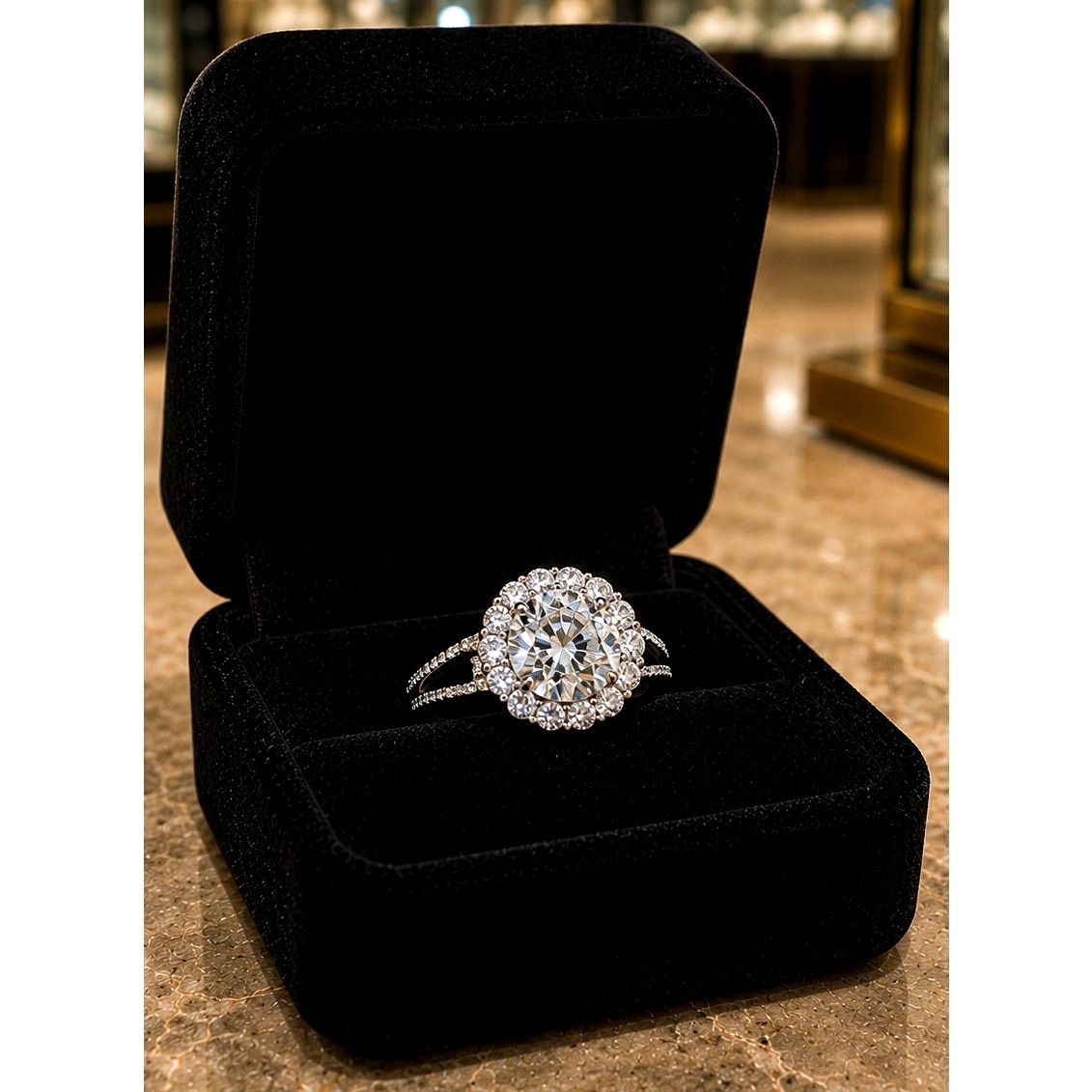 Other 1 ct Moissanite Round Cut Ring with Moissanite Accents 8 Size ONE SIZE - 1 Thumbnail
