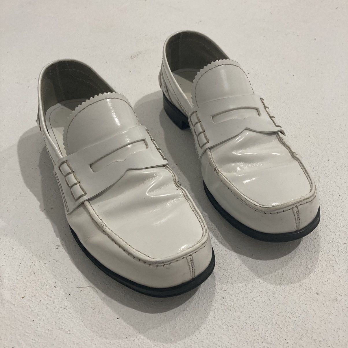 Prada White Brushed Leather Prada Loafers Size US 7.5 / EU 40-41 - 1 Thumbnail