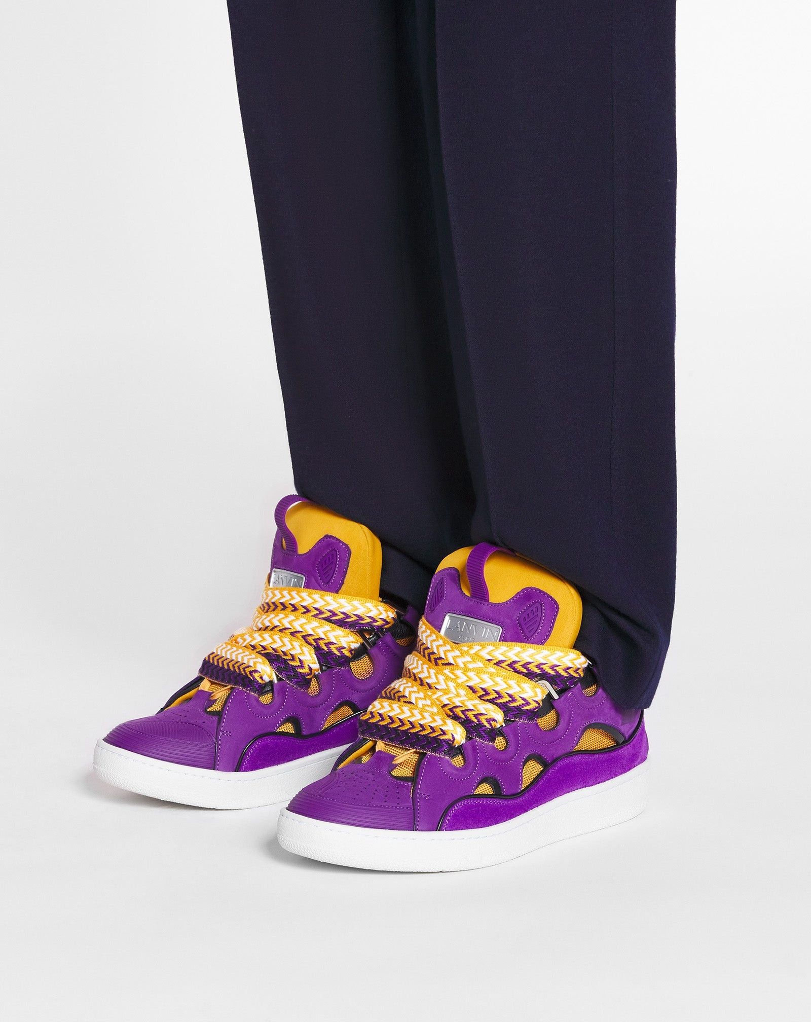 Lanvin oc11z0325 Curb Low-Top Sneakers in Purple/Yellow Size US 8 / EU 41 - 6 Thumbnail