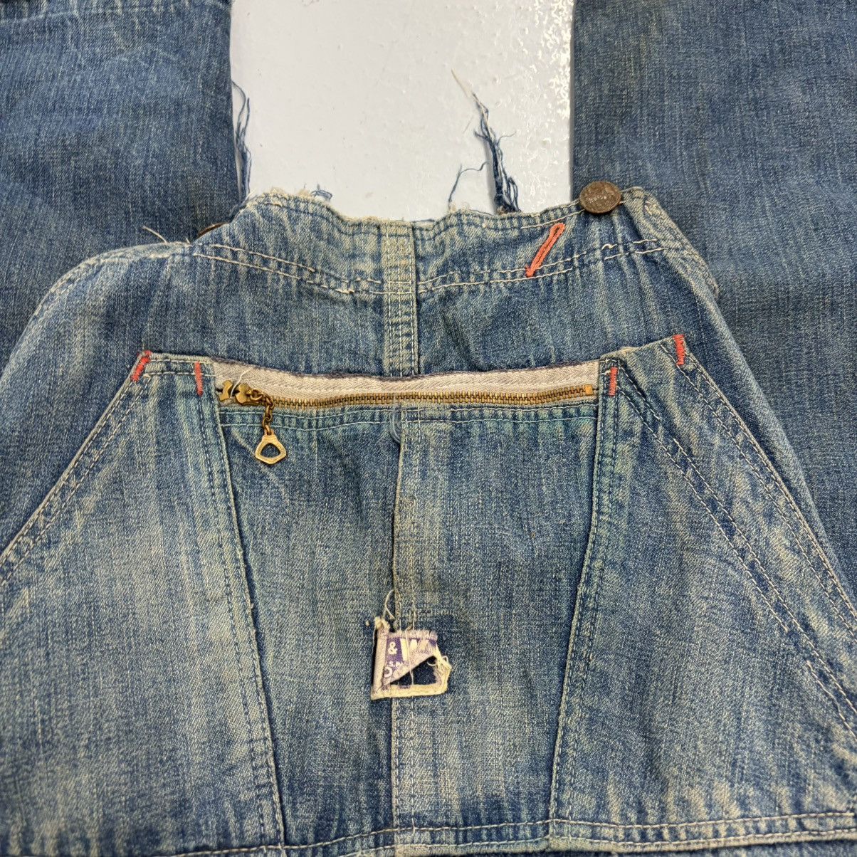 Other Vintage 50s N&W Blue Denim Distressed Overalls 38x28 Size US 38 / EU 54 - 2 Thumbnail