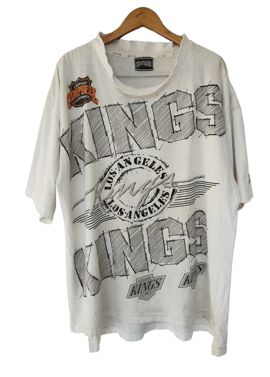 NHL TRASHED 1992 Vtg Overprint NHL La Kings worn T Size US XL / EU 56 / 4 - 1 Thumbnail