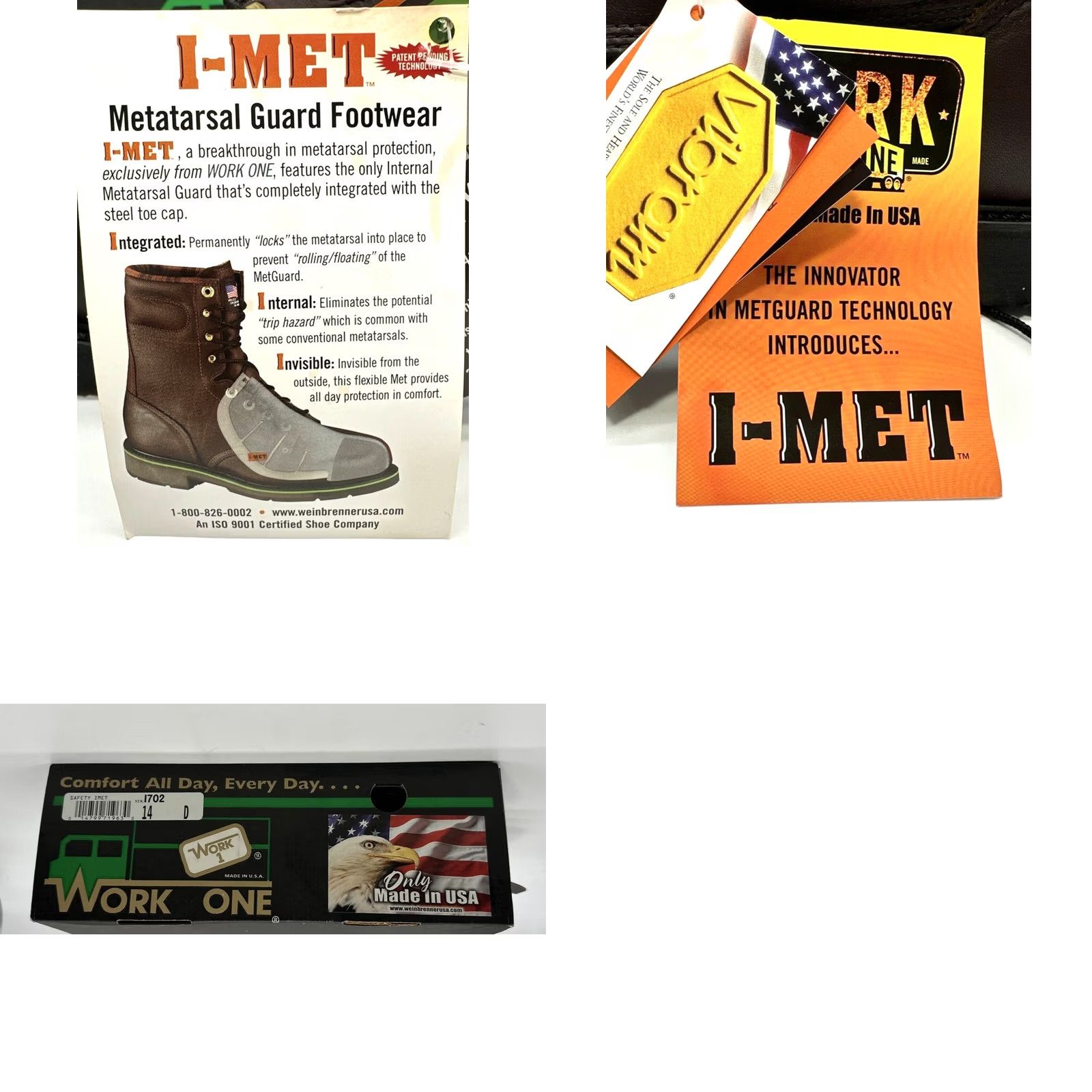 Thorogood Work One I-Met Mens Size 14 D Metatarsal Safety Guard Electrical Lace Boots Thorogood Leather Brown Lace Up Boots Mens 14 Work & Safety Size US 14 / EU 47 - 9 Thumbnail
