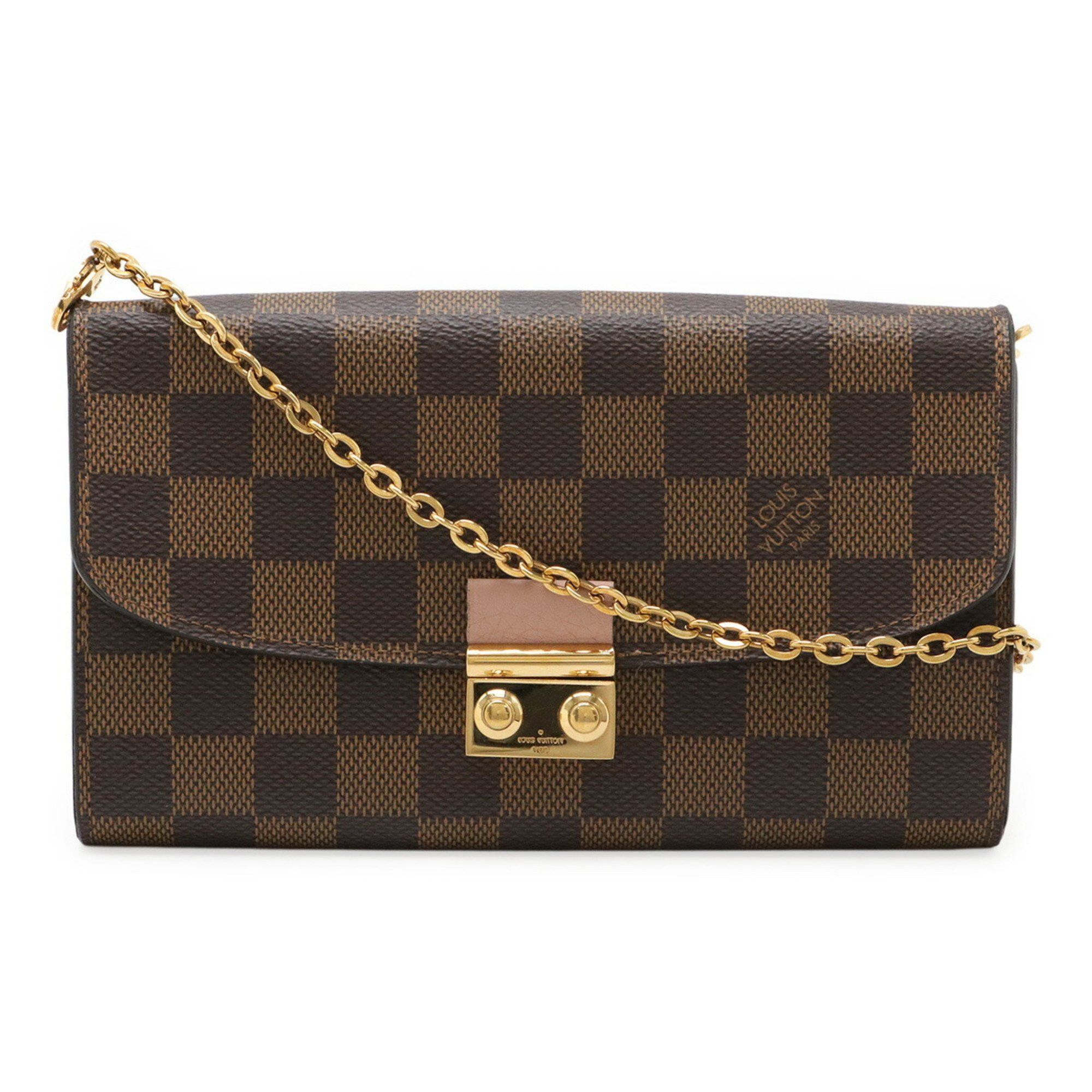 Louis Vuitton LOUIS VUITTON Damier Portefeuille Croisette Chain Wallet Shoulder Bag Clutch Rose Ballerine N61273 Size ONE SIZE - 1 Thumbnail