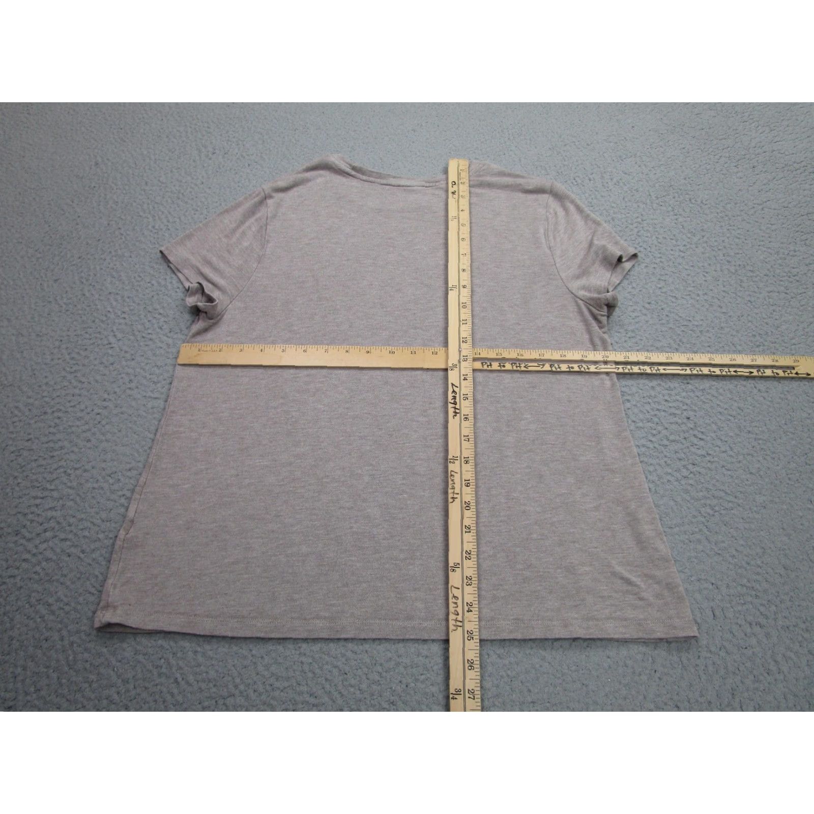 Vintage A New Day Shirt Womens Large Beige Short Sleeve Crewneck Rayon Blend Stretch Size L / US 10 / IT 46 - 6 Thumbnail