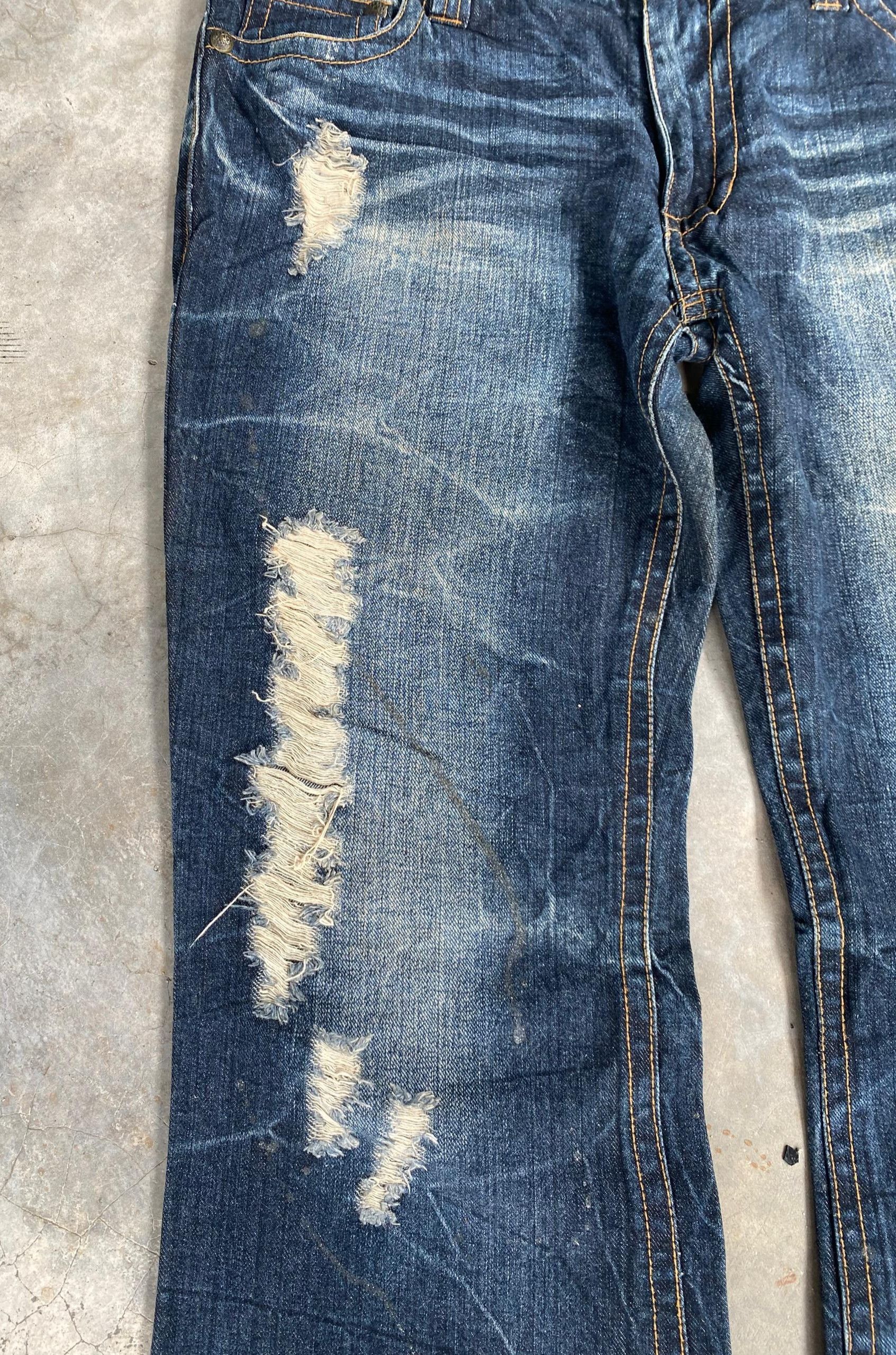 If Six Was Nine 💥FLARE💥SORIDERE INSPIRE CROME HEARTS DISTRESSED DENIM Size US 32 / EU 48 - 12 Thumbnail