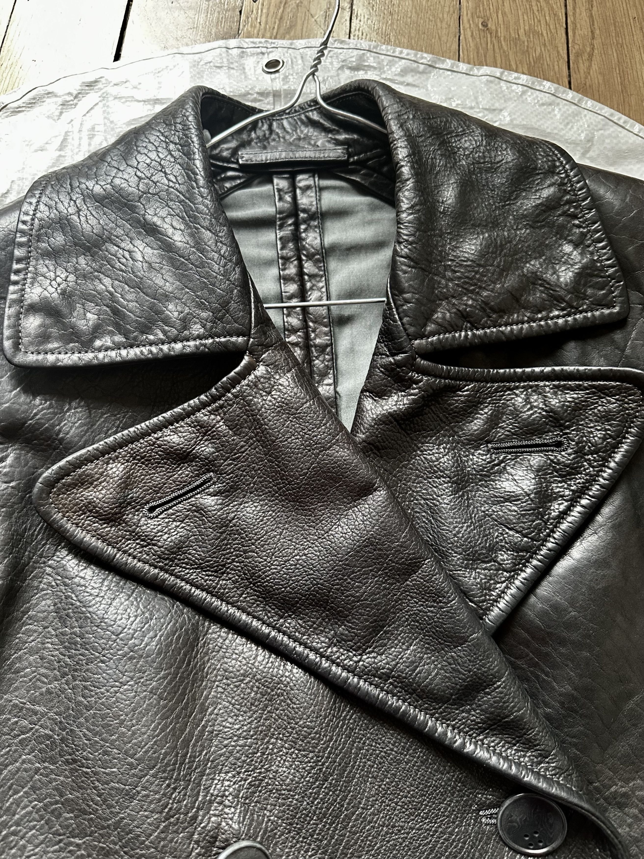 Carol Christian Poell O. D. LINED-UNLINED CHAIN SEAM BACK RAGLAN LEATHER CABAN Size US S / EU 44-46 / 1 - 5 Thumbnail