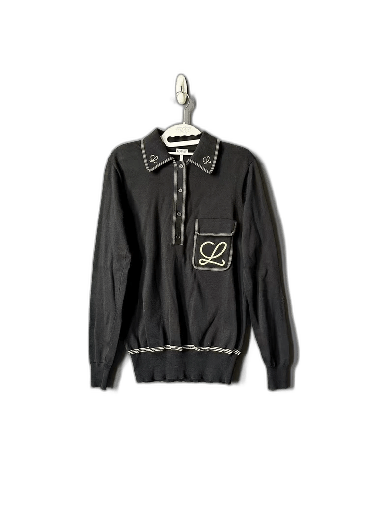 Loewe Loewe Black Embroidered Knitwear Long Sleeve Shirt Size US S / EU 44-46 / 1 - 1 Thumbnail
