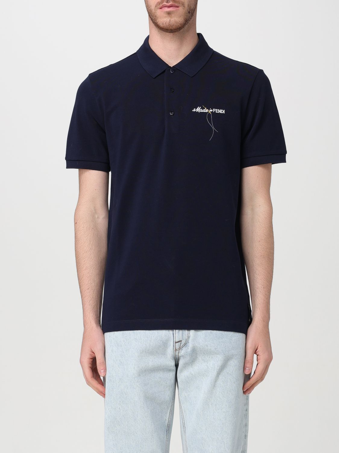 image of Fendi Polo Shirt Men Blue (Size Medium)