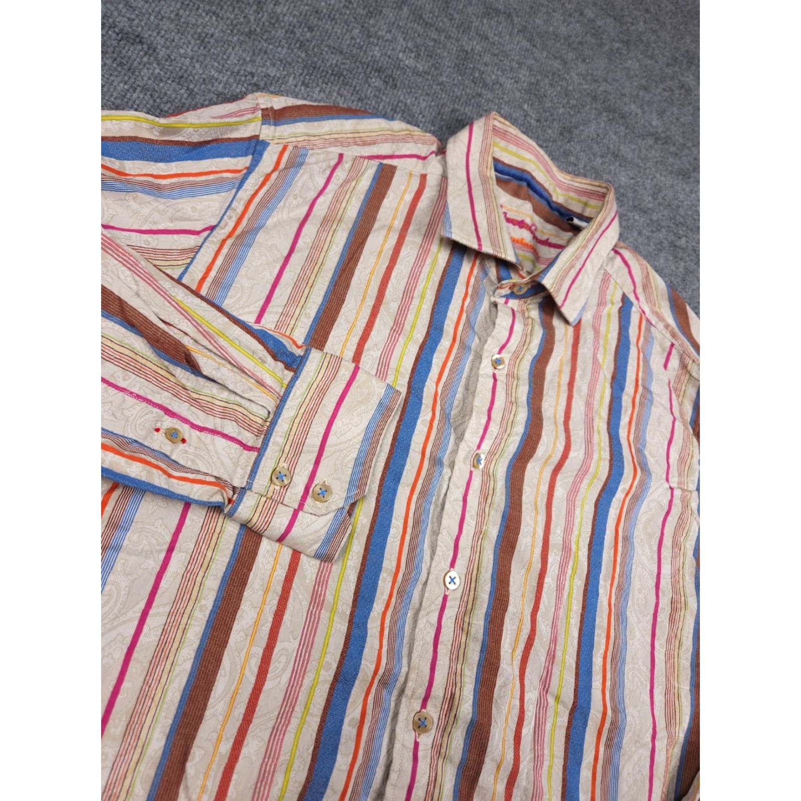 Robert Graham Robert Graham Shirt Men 2XL Classic Button-Up Striped Multi Paisley Print EXCLUSIVE Size US XXL / EU 58 / 5 - 3 Thumbnail