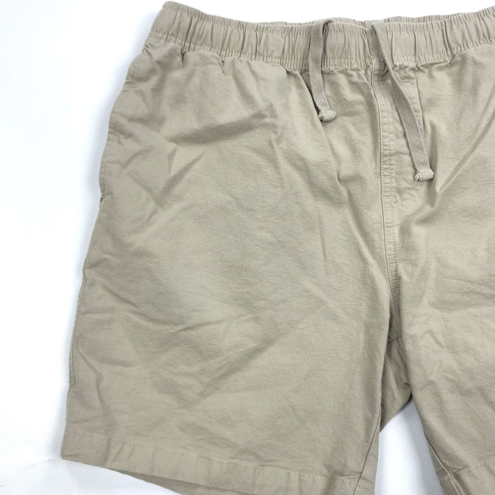 Vintage FREE FLY Men's Tan Khaki Drawstring Elastic Waist Shorts L Canvas Stretch Chino Casual Pockets, 32-36 Rise Mid Summer Spring Men Size US 33 - 2 Thumbnail