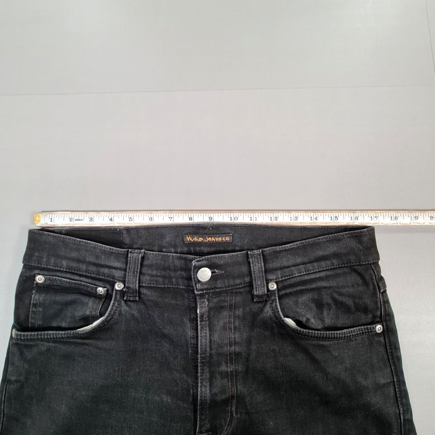 Denime Nudie Mens Jeans Black W34 L31 Lean Dean Tapered Stretch Denim - Slim Fit Size US 34 / EU 50 - 6 Thumbnail