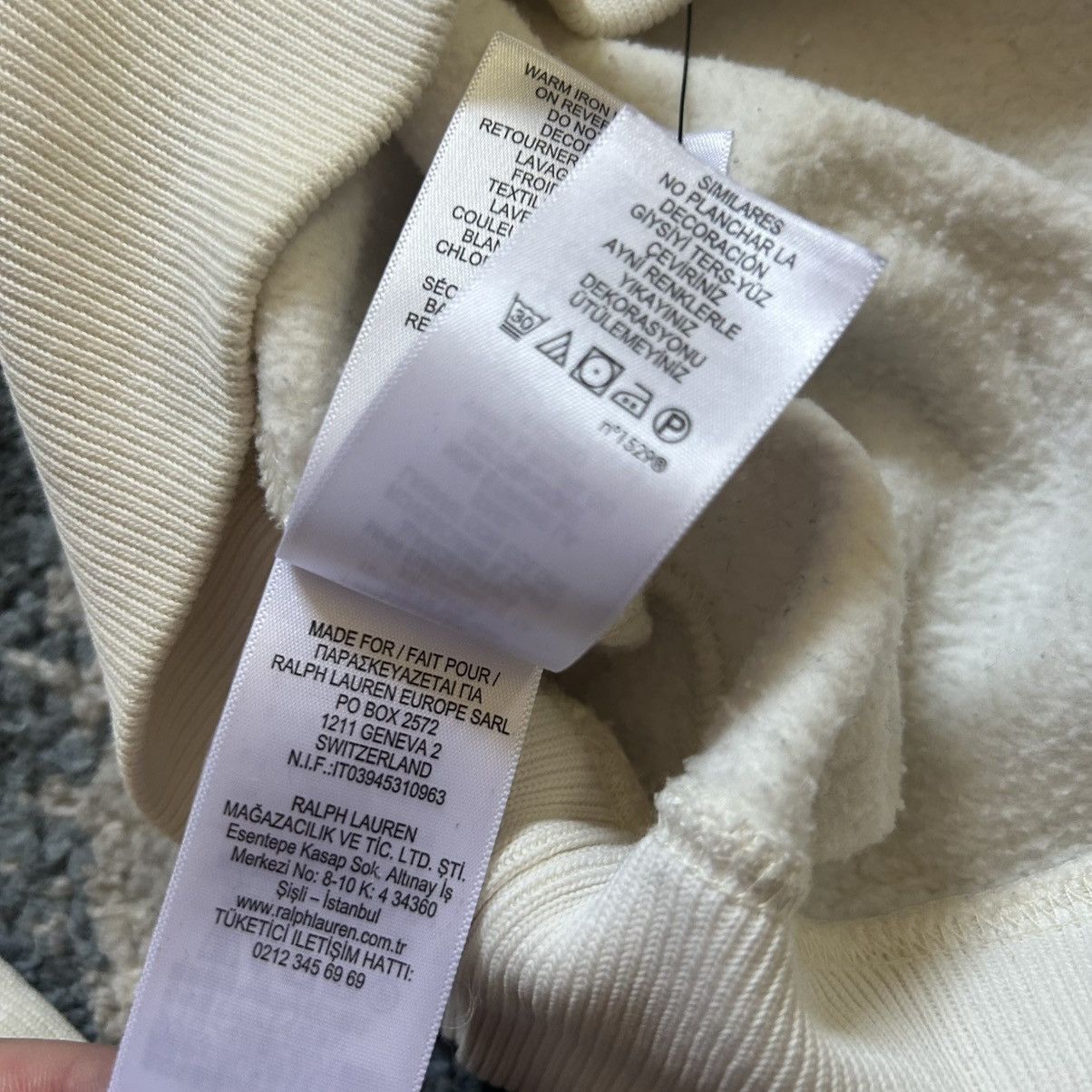 RRL Ralph Lauren 2018 CREAM U.S.R.R.L. MOUNTED COLLAR FOOTBALL CREWNECK BLUE Size US M / EU 48-50 / 2 - 18 Thumbnail