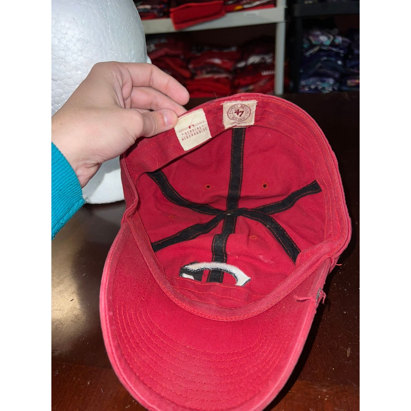 47 Brand Cincinnati Reds Hat 47 Brand MLB Baseball Red Torn Worn Cap Size ONE SIZE - 6 Thumbnail
