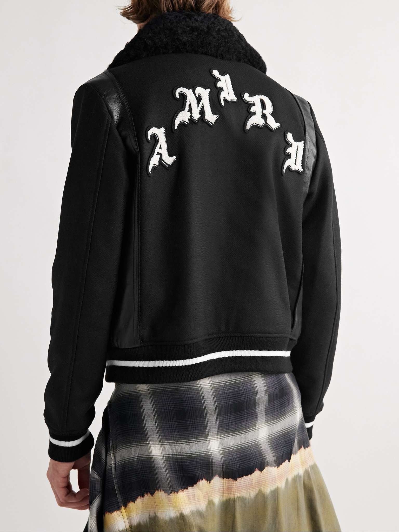 Amiri × Wes Lang o1w1db11224 Leather-Trimmed Wool-Blend Twill Varsity Jacket Size US XL / EU 56 / 4 - 4 Thumbnail