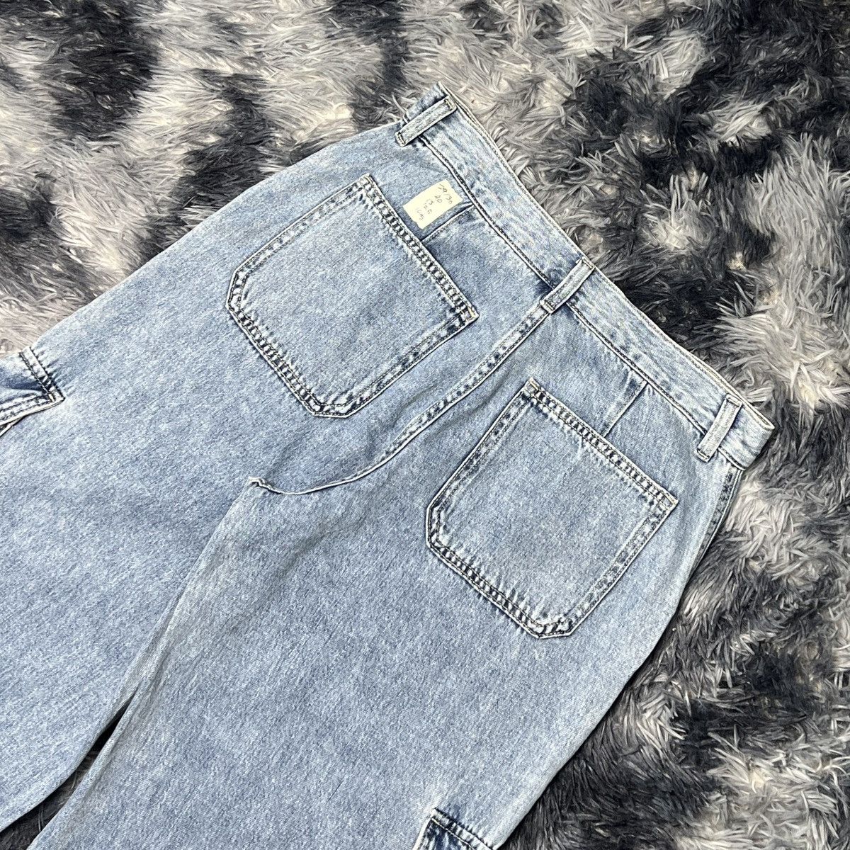 GU GU Wide Loose Baggy Denim Cargo Pants Size US 29 - 4 Thumbnail