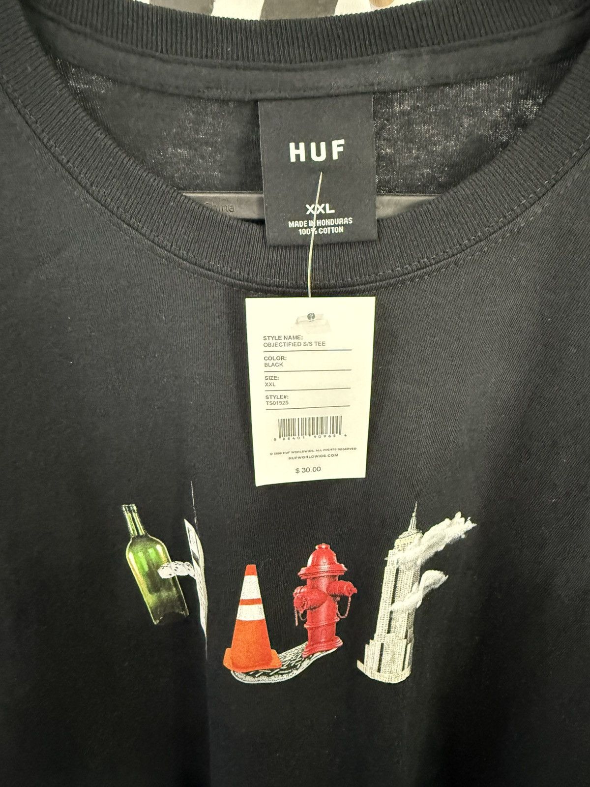 Designer × Huf 🚨 HUF Objectified Tee Shirt RARE! Black 2XL Size XXL 🚨 Size US XXL / EU 58 / 5 - 6 Thumbnail