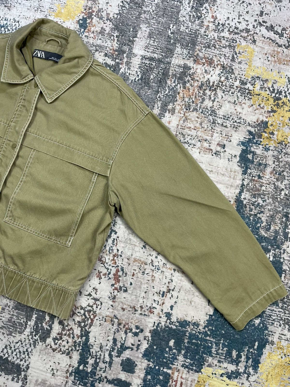 Zara ZARA Olive Green Utility Cotton Jacket Size L / US 10 / IT 46 - 4 Thumbnail