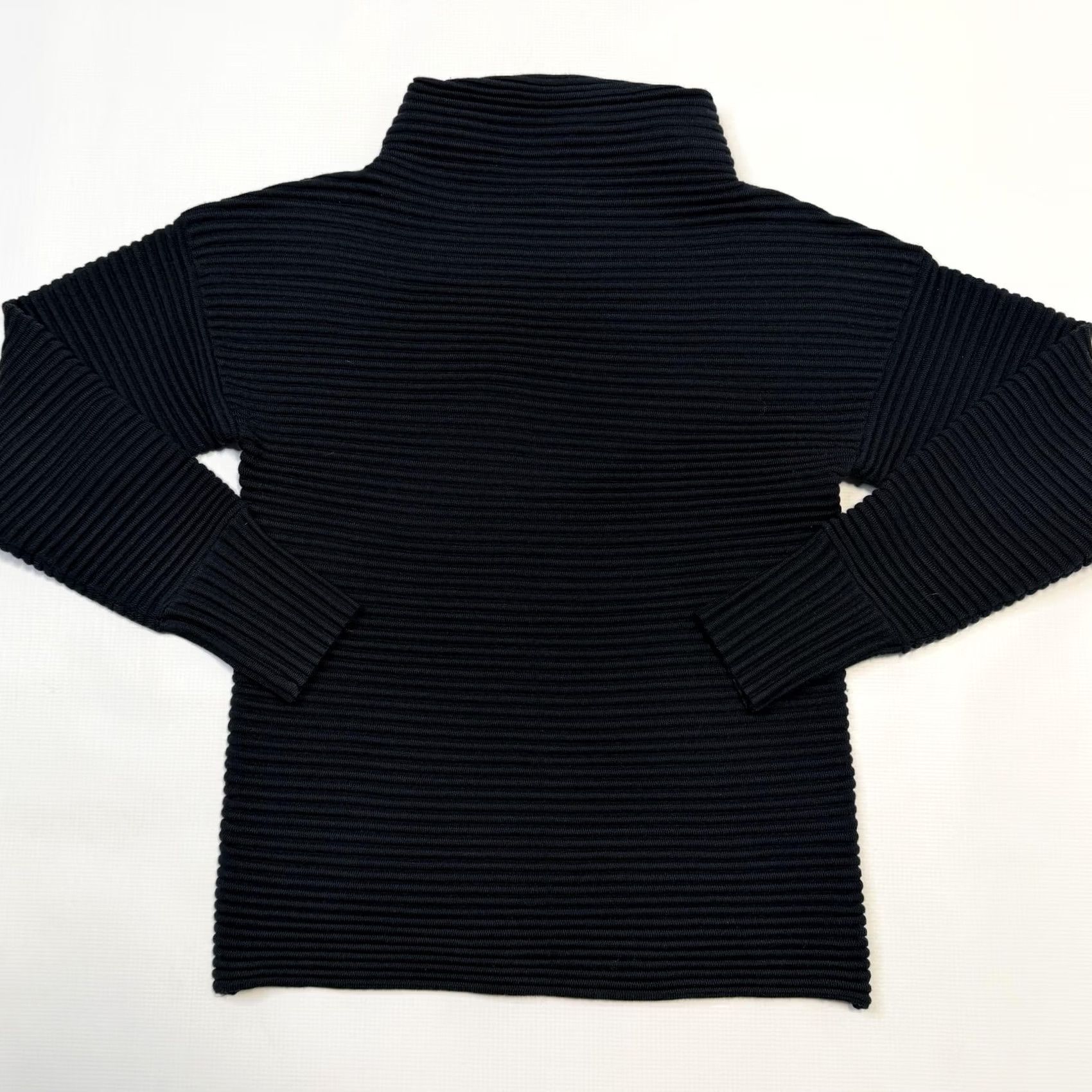 Reiss REISS Sweater Pullover Womens Small Black Ribbed Textured Mock Neck Wool Blend Knit Pullover Size S / US 4 / IT 40 - 6 Thumbnail