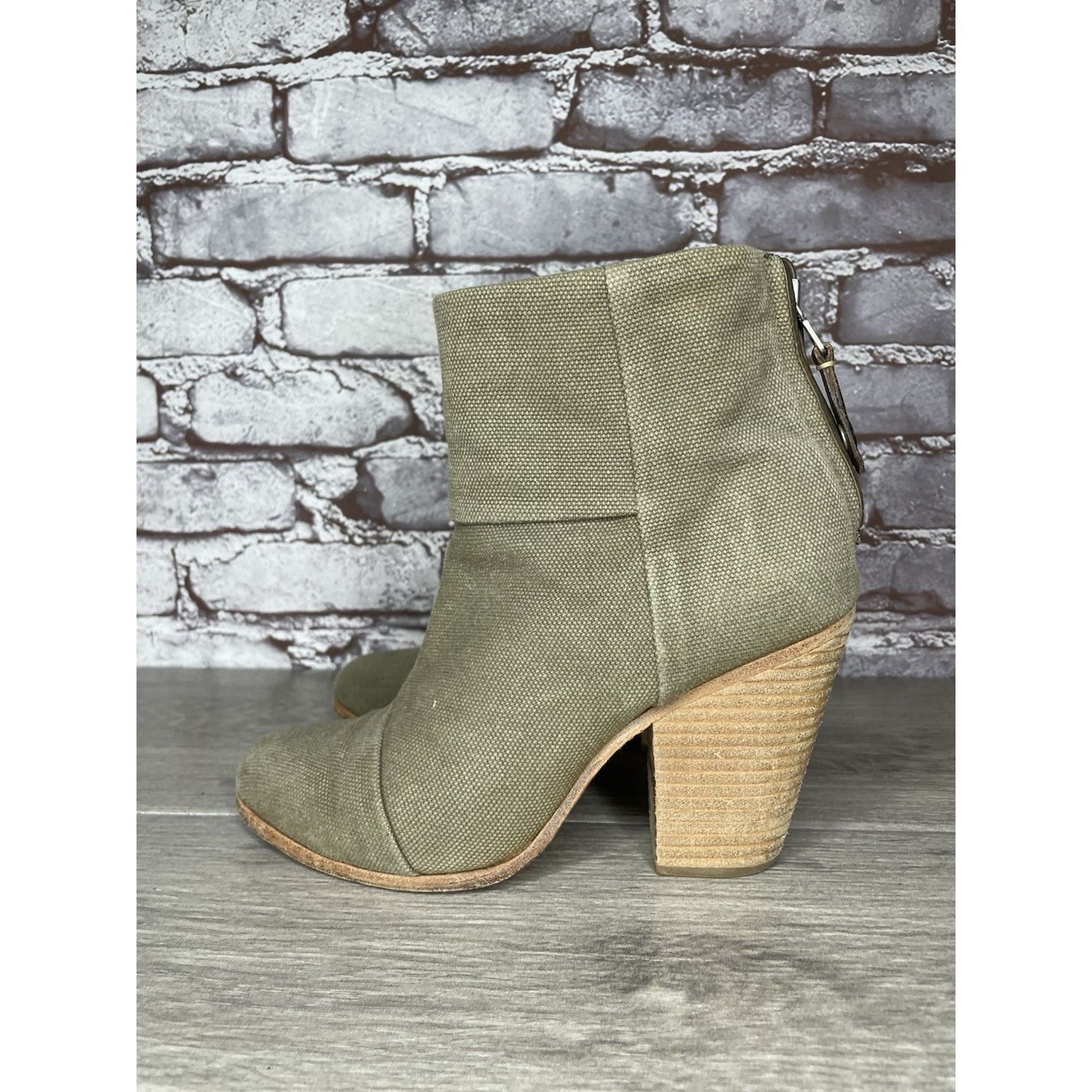 Rag & Bone Rag & Bone Newbury Green Canvas Back Zip Ankle Boots Booties Size US 7.5 / IT 37.5 - 12 Thumbnail